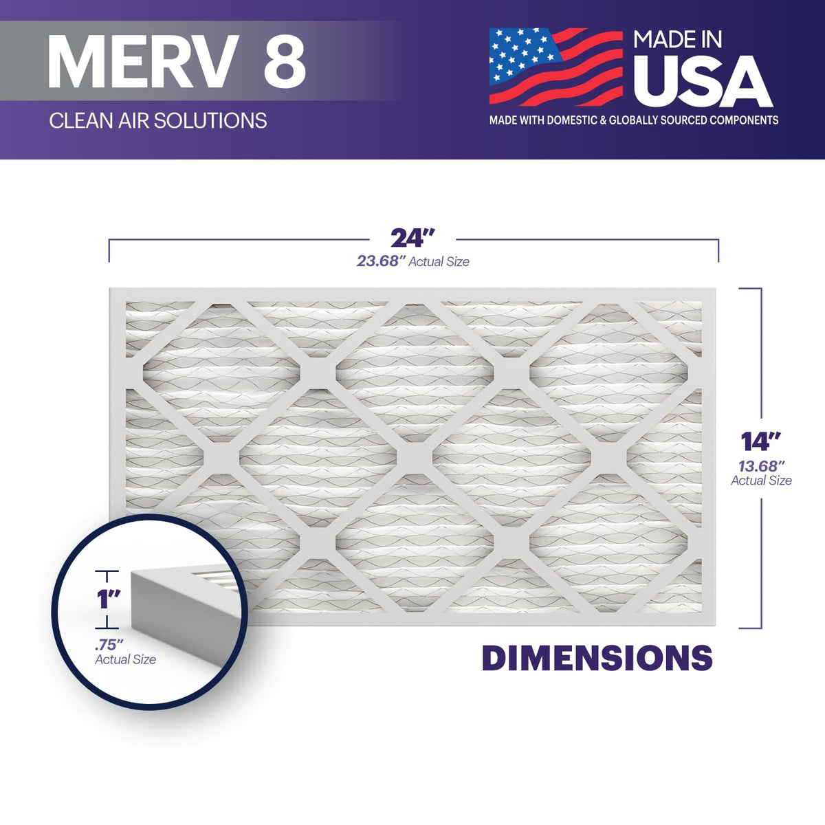TruFilter 14x24x1 Air Filter MERV 8 (4 Count)