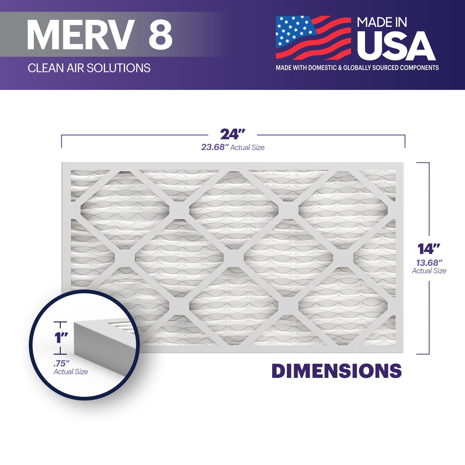 TruFilter 14x24x1 Air Filter MERV 8 (12 Count)
