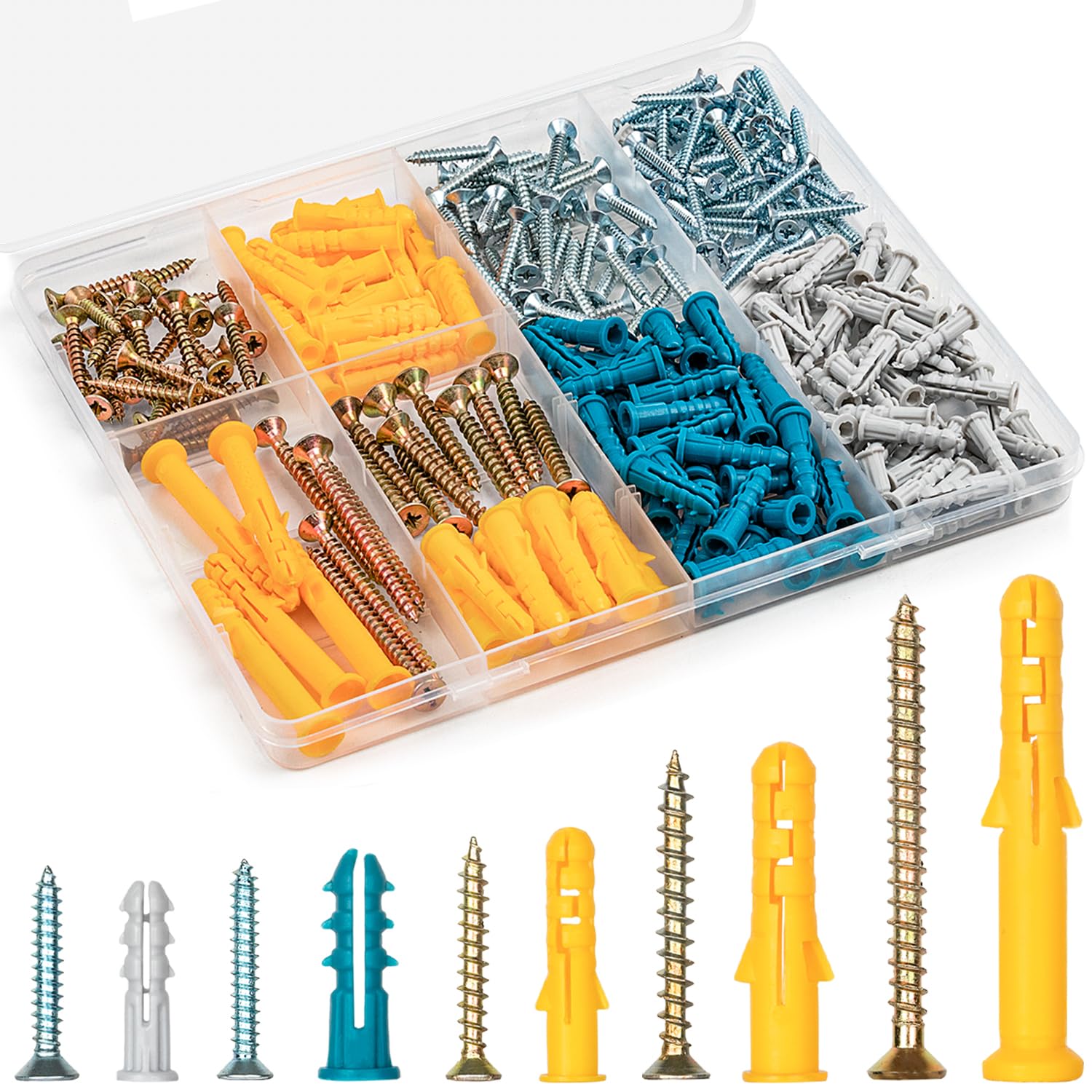 Drywall Anchors and Screws Assortment Kit 270PCS