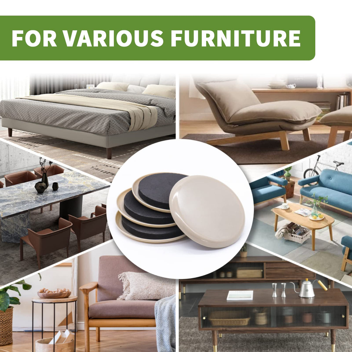 Furniture Sliders for Carpet 8 PCS (8 Count)