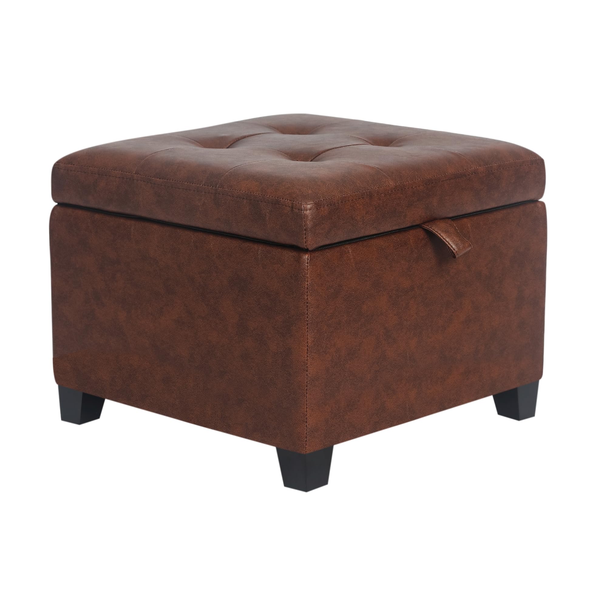 Faux Leather Storage Ottoman