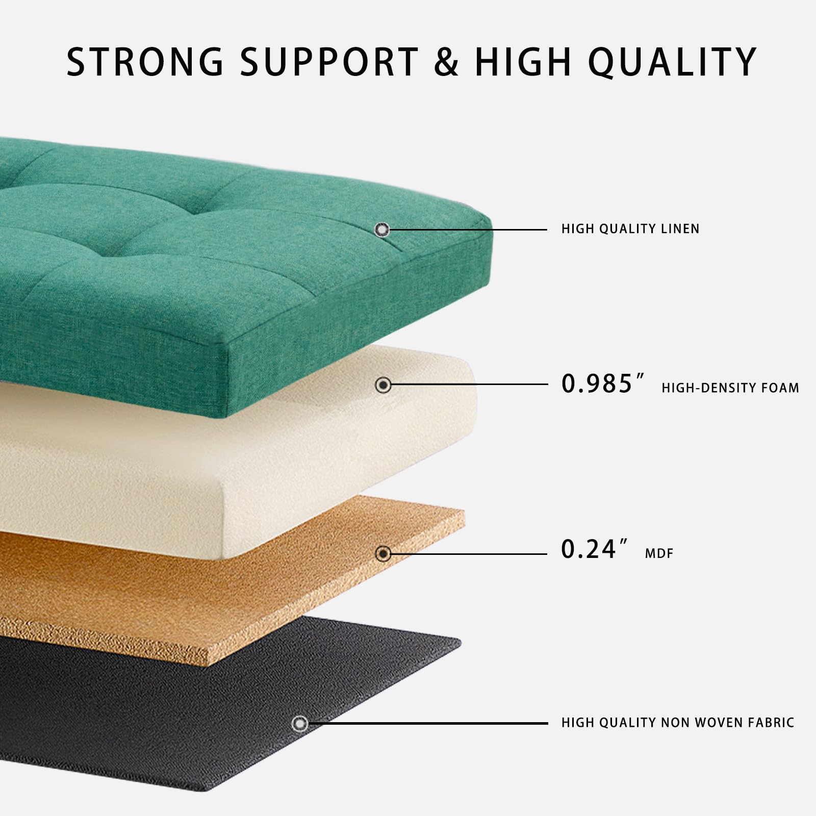 Ottoman with Storage Bench Folding Foot Rest Stool Linen Navy