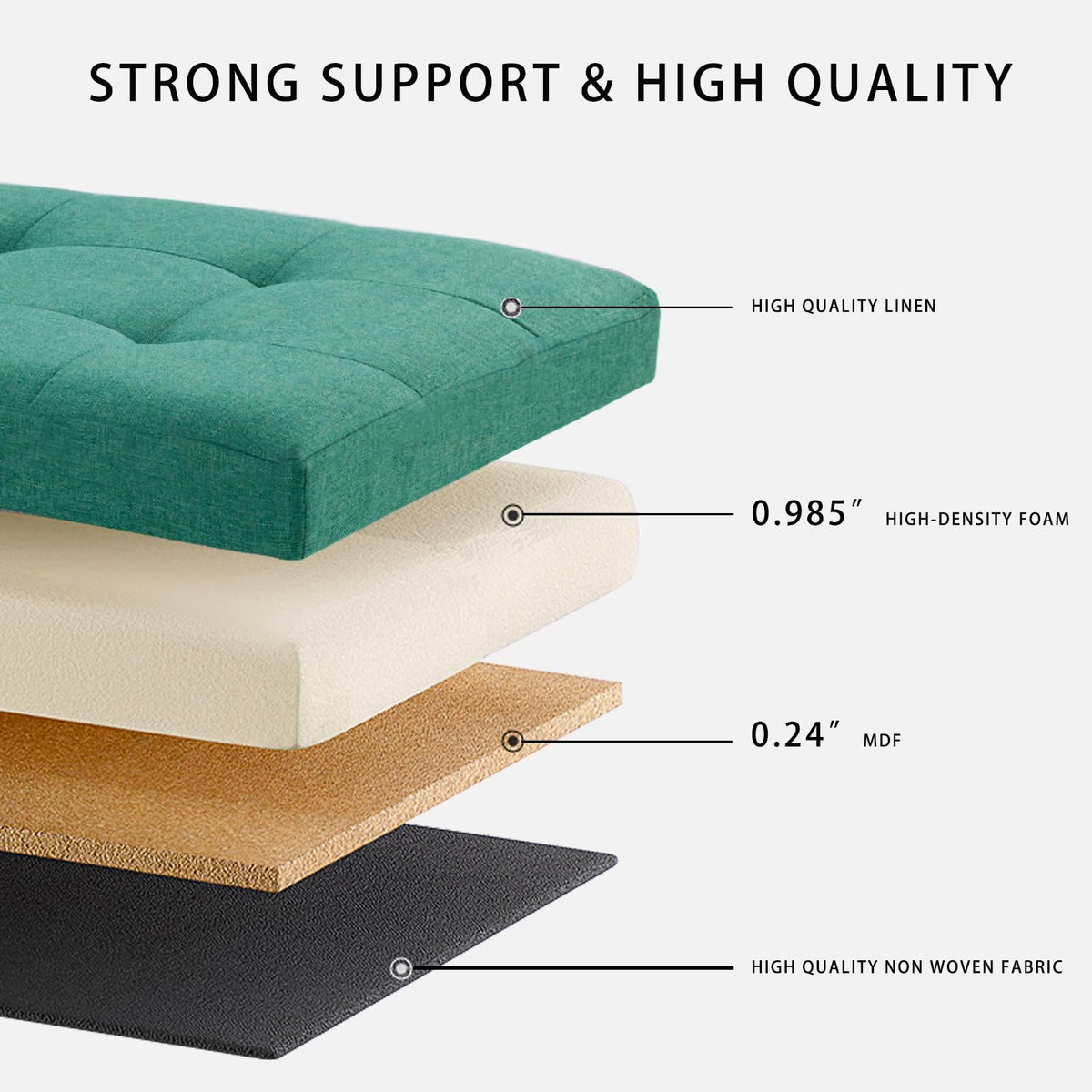 Ottoman with Storage Bench Folding Foot Rest Stool Linen Beige