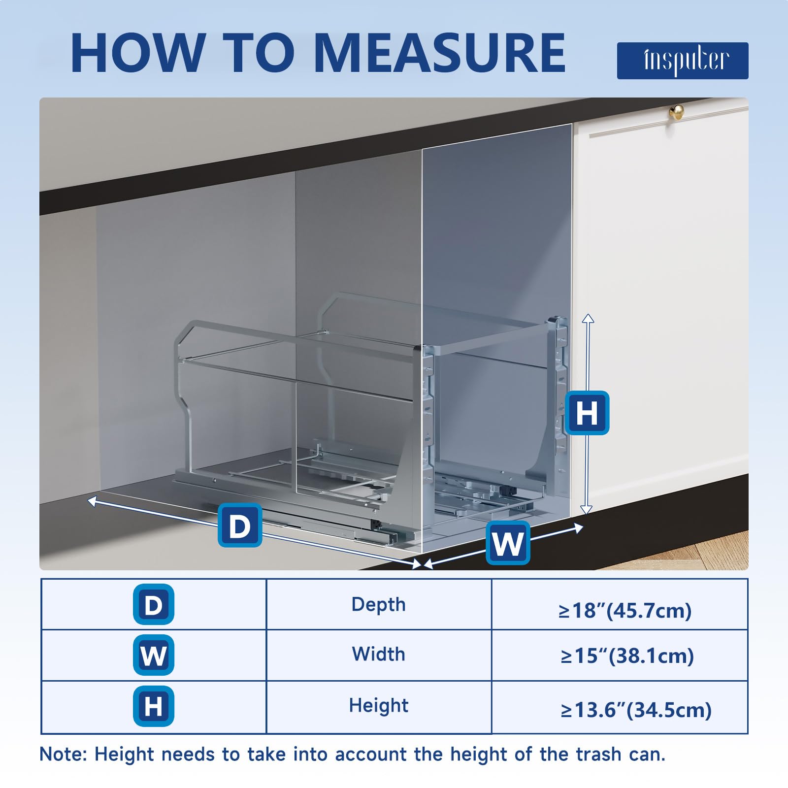 Pull Out Trash Can Under Cabinet with Push to Open Slides