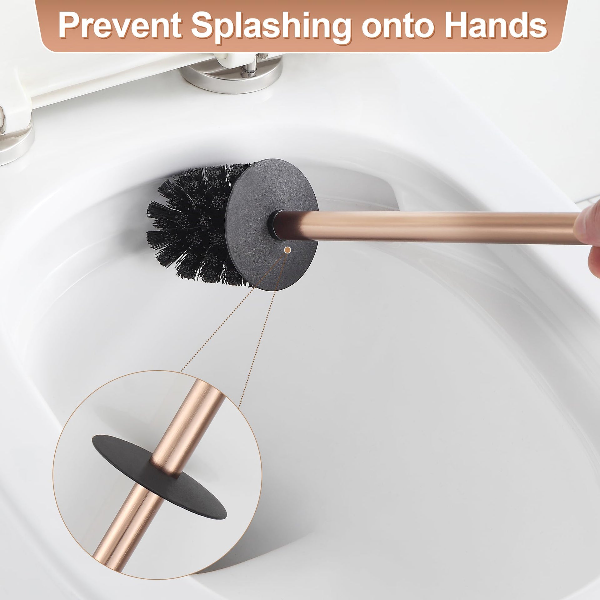 Toilet Brush and Holder Set Rose Gold Freestanding for Bathroom