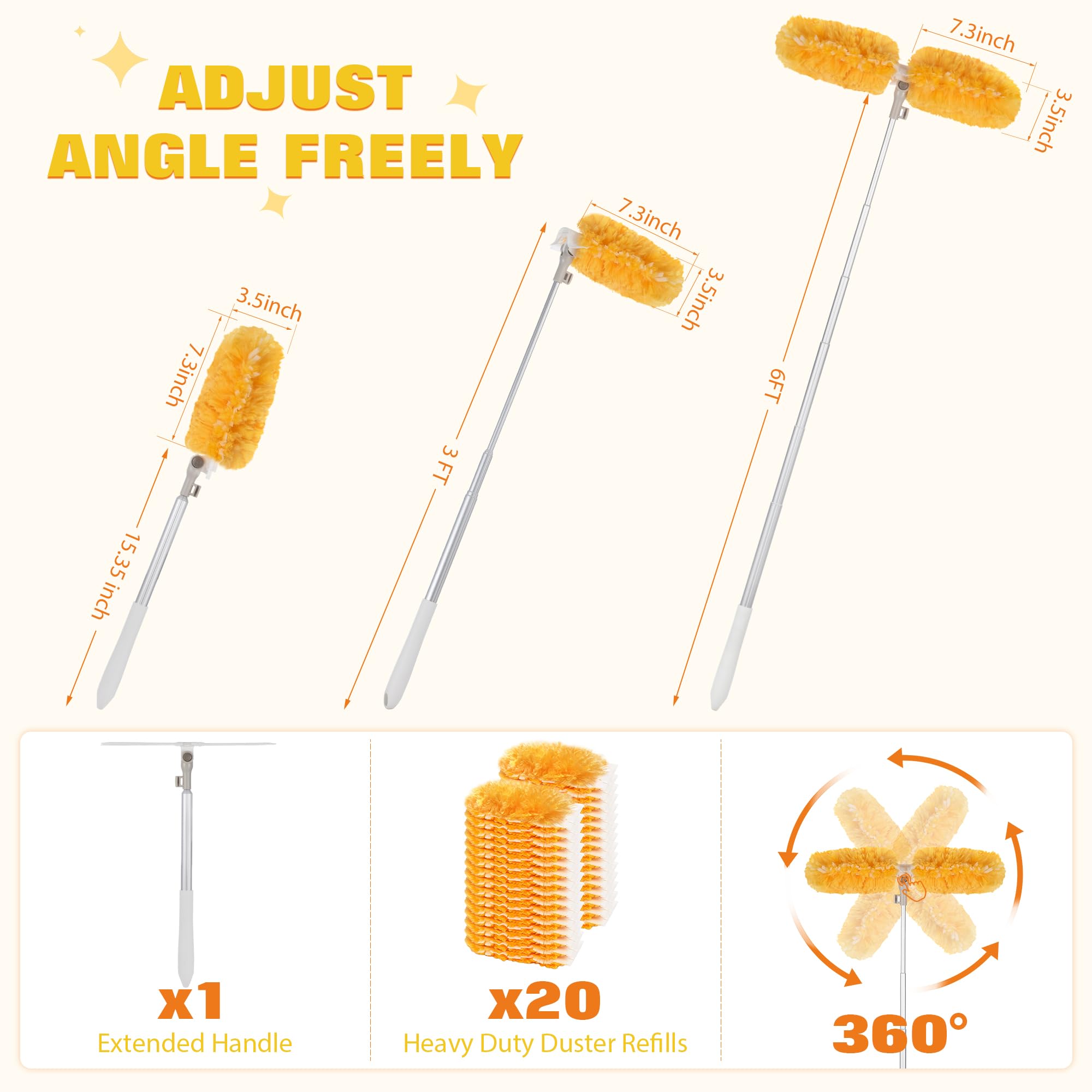 6 ft Extendable Duster Handle with 20 Pcs