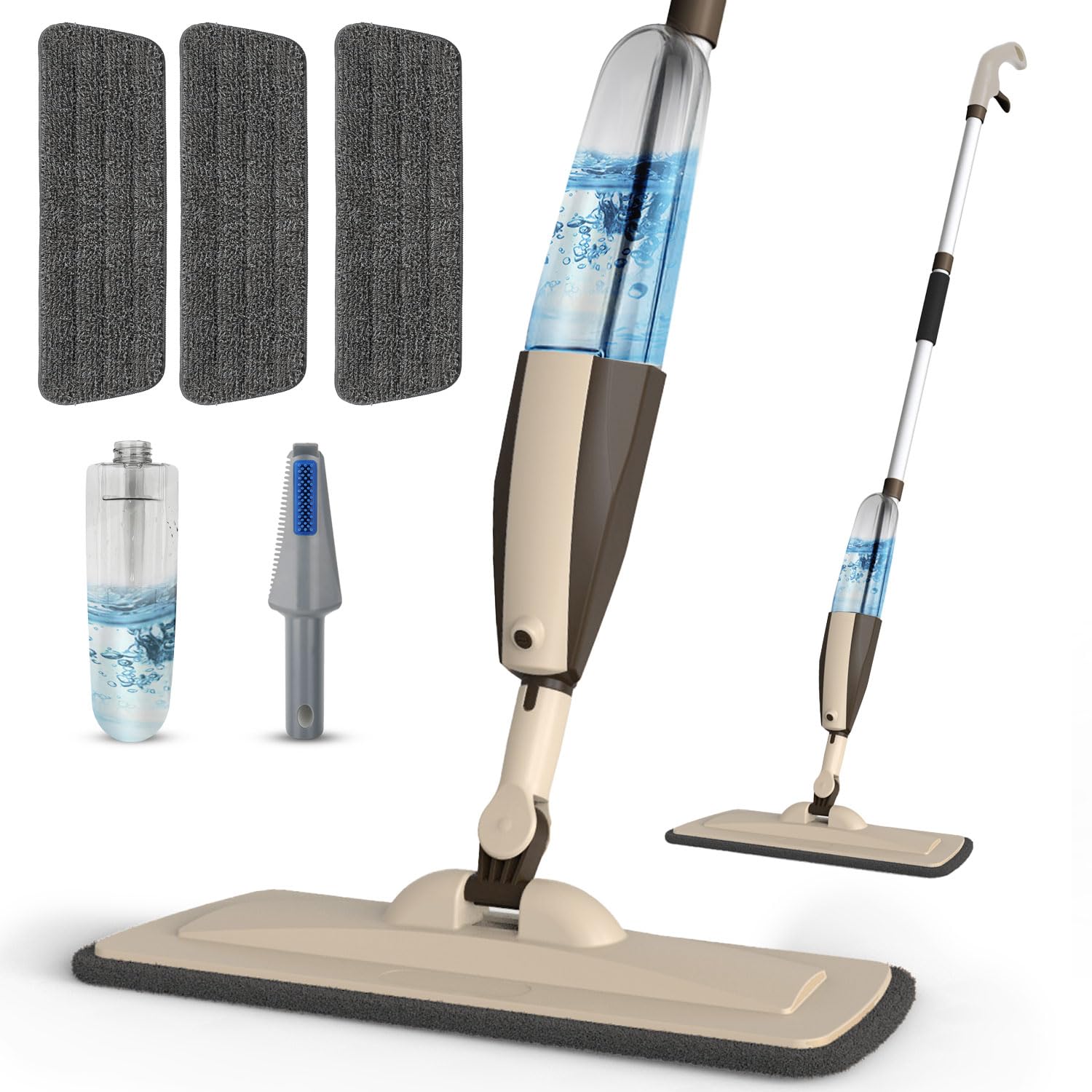 Wet Spray Mop for Floor Cleaning with 14 oz Bottle & 3 Microfiber Pads