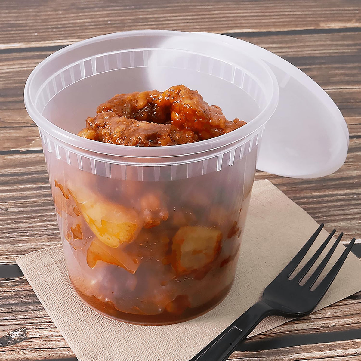 24oz 240 ct] Clear PP Injection Molded Round Deli Containers with Lids