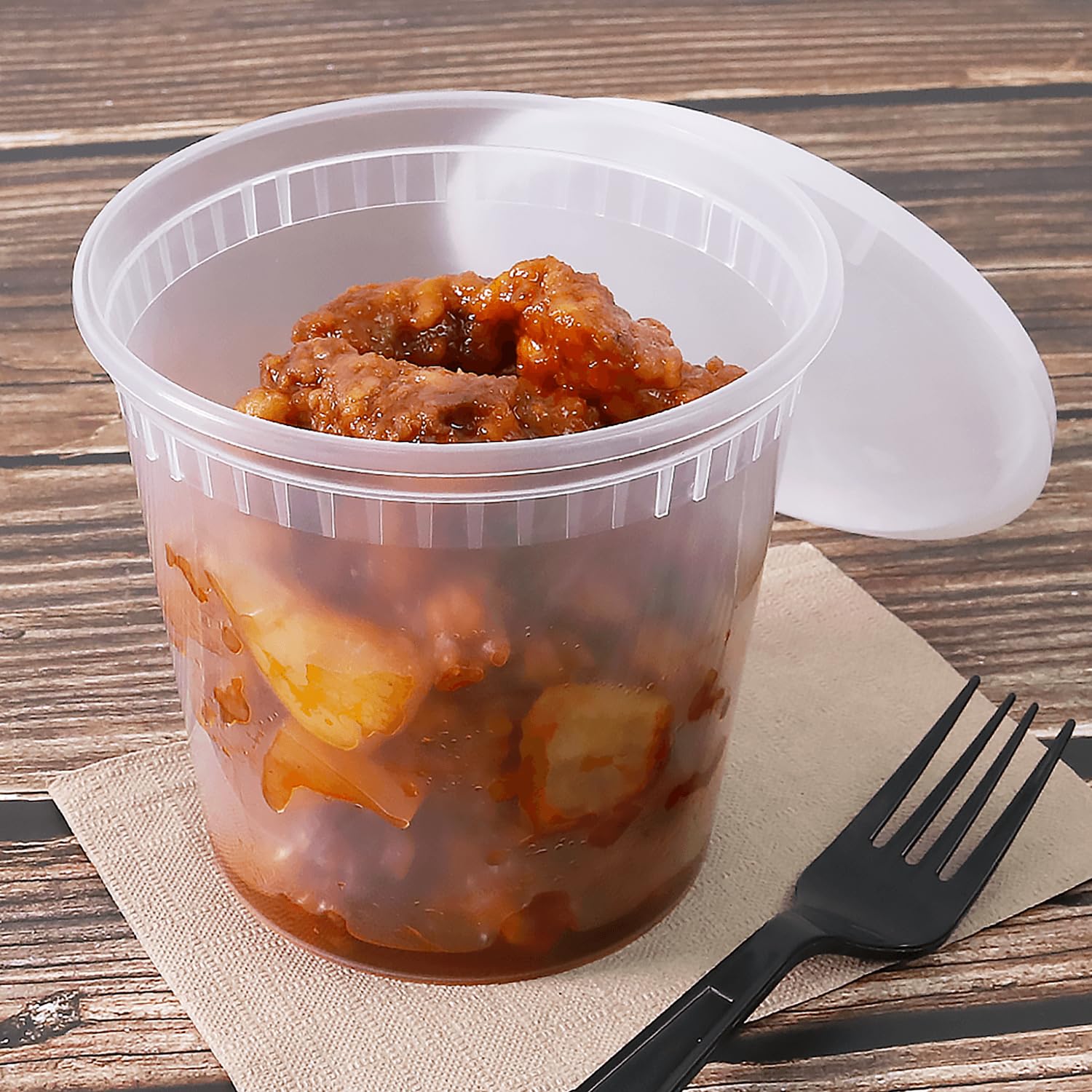 24oz 240 ct] Clear PP Injection Molded Round Deli Containers with Lids