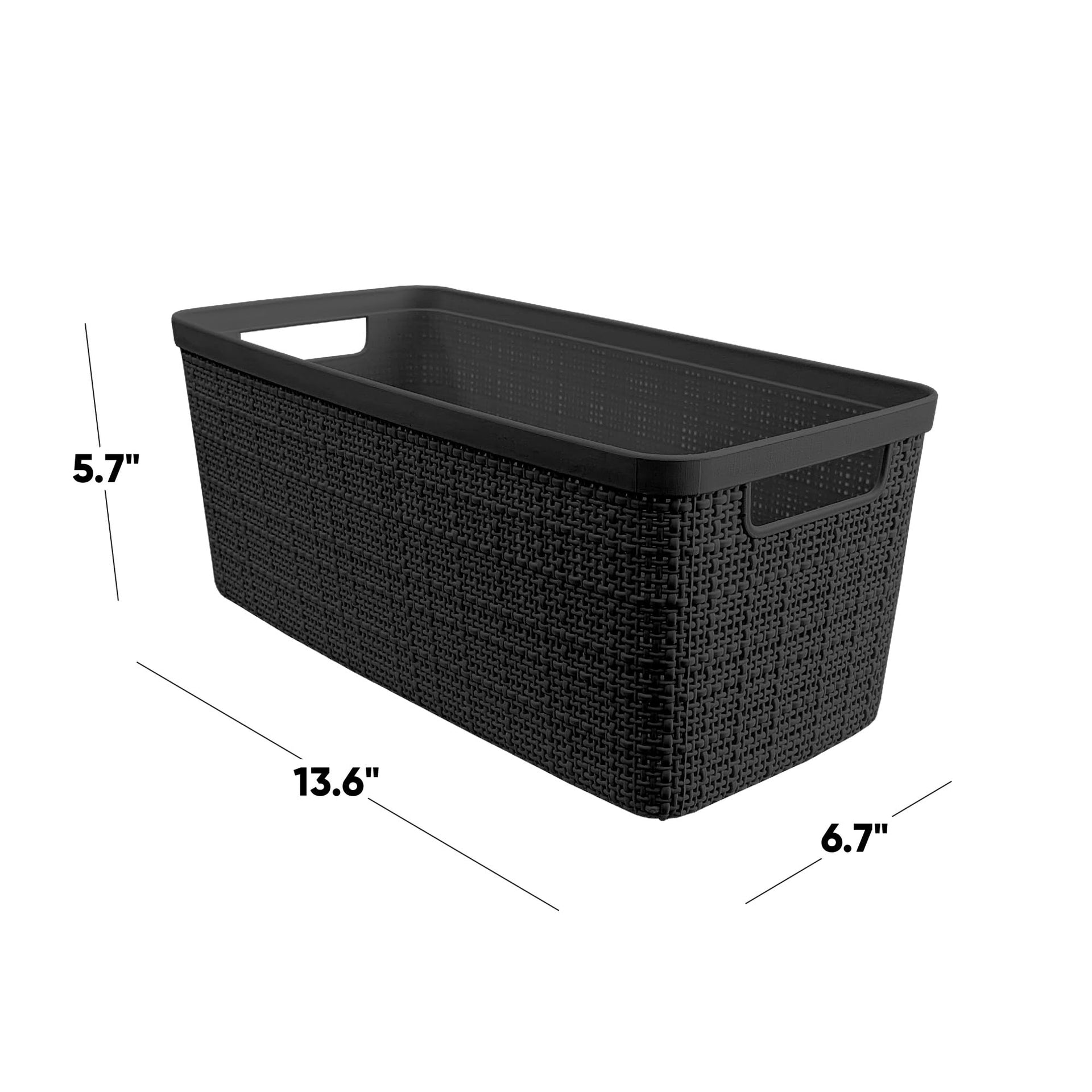 Set of 8 Slim 6.8L Jute Decorative Plastic Organization and Storage Baskets (8 Count)