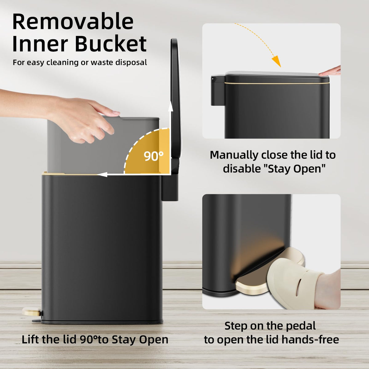 Slim Bathroom Trash Can with Lid