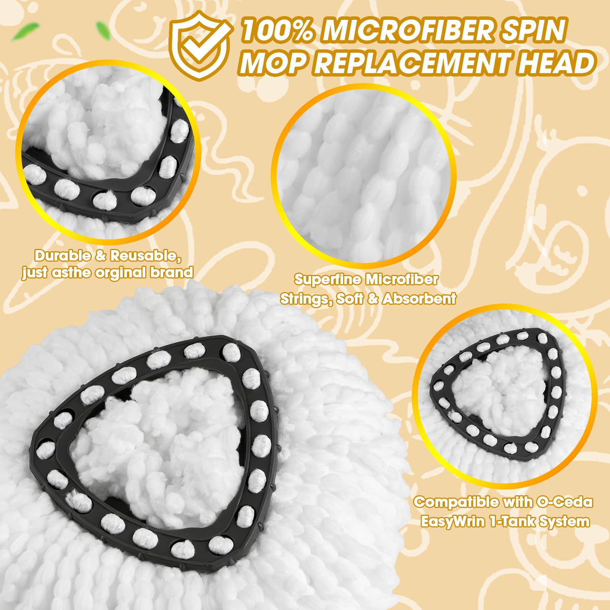 20 Pack Spin Mop Replacement Heads (20 Count)