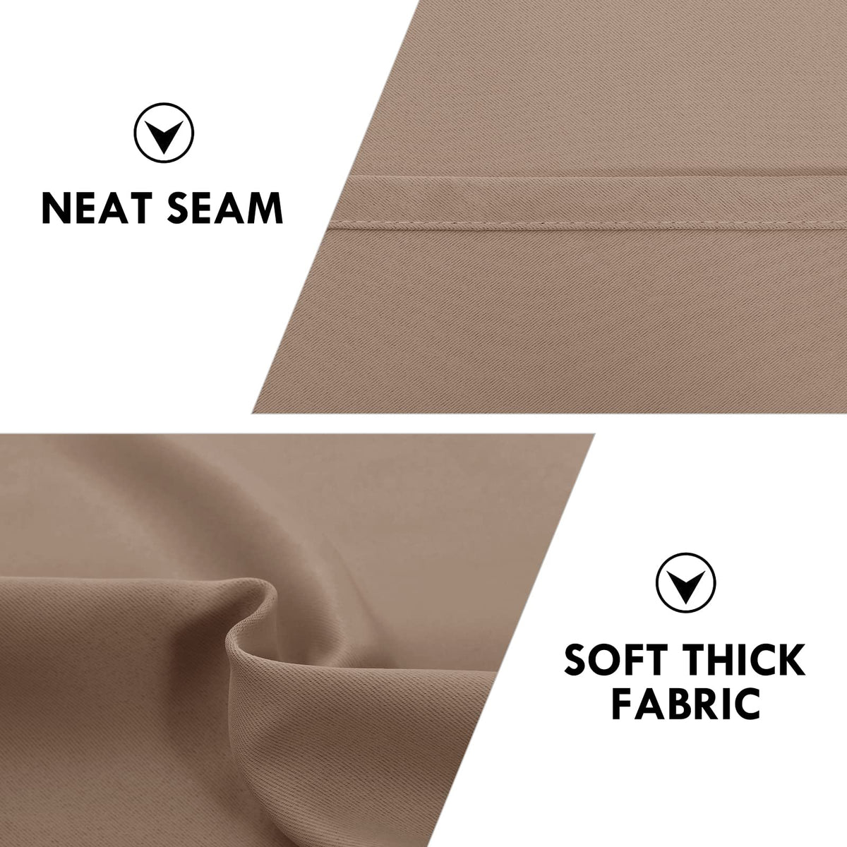 Blackout Curtains for Bedroom Living Room 52 x 54 Inch Long Khaki (2 Count)