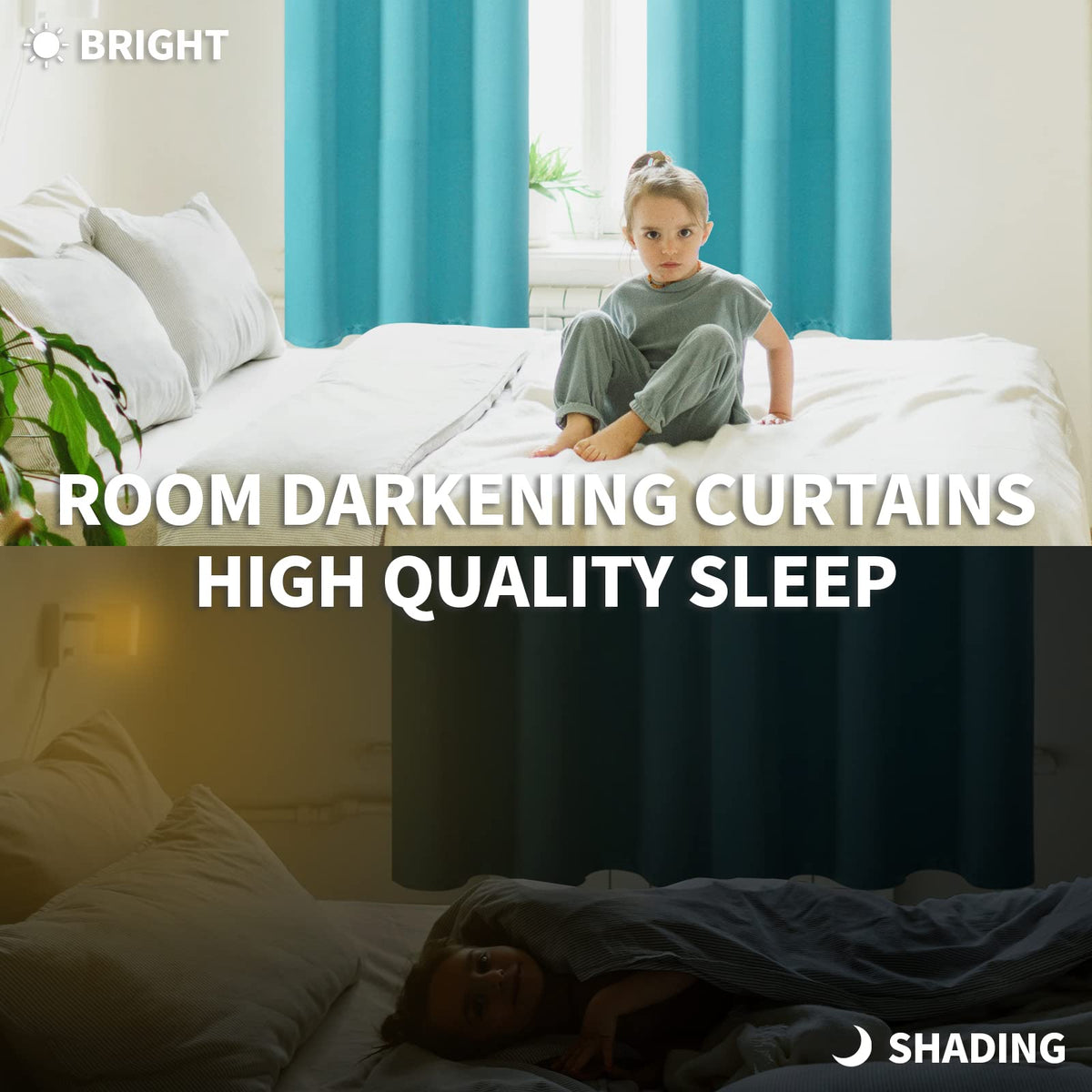 Aqua Blackout Curtains 48 Inch Length (2 Count)