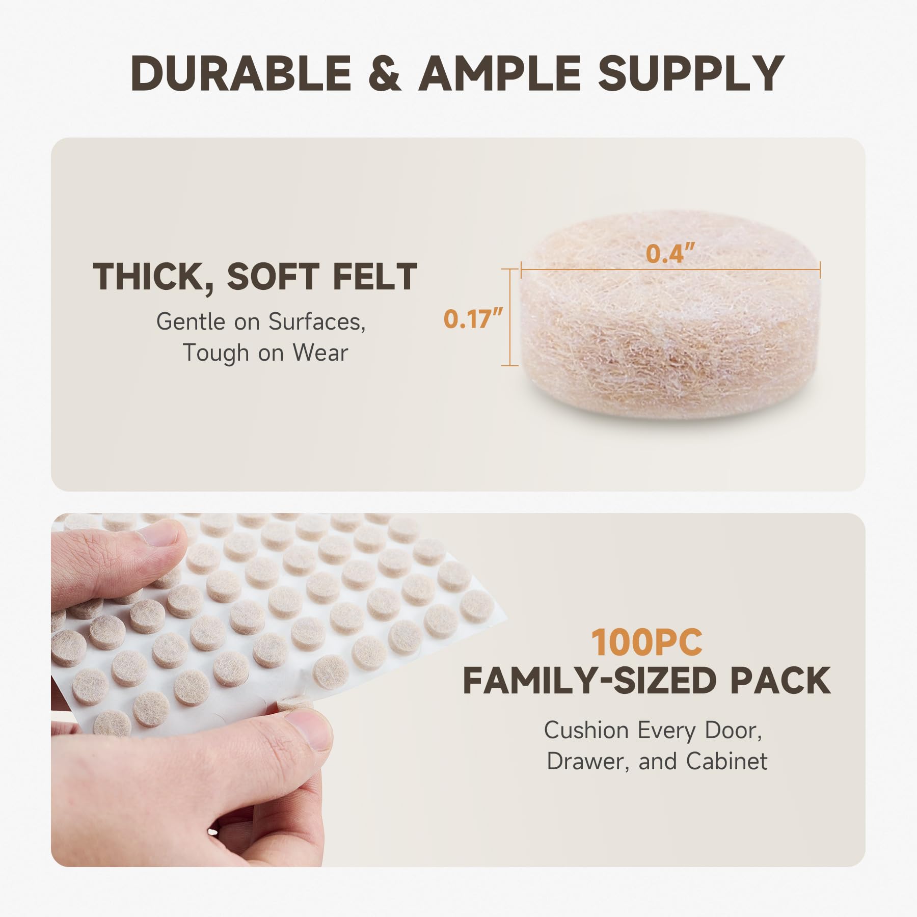 100pcs Felt Cabinet Door Bumpers (100 Count)