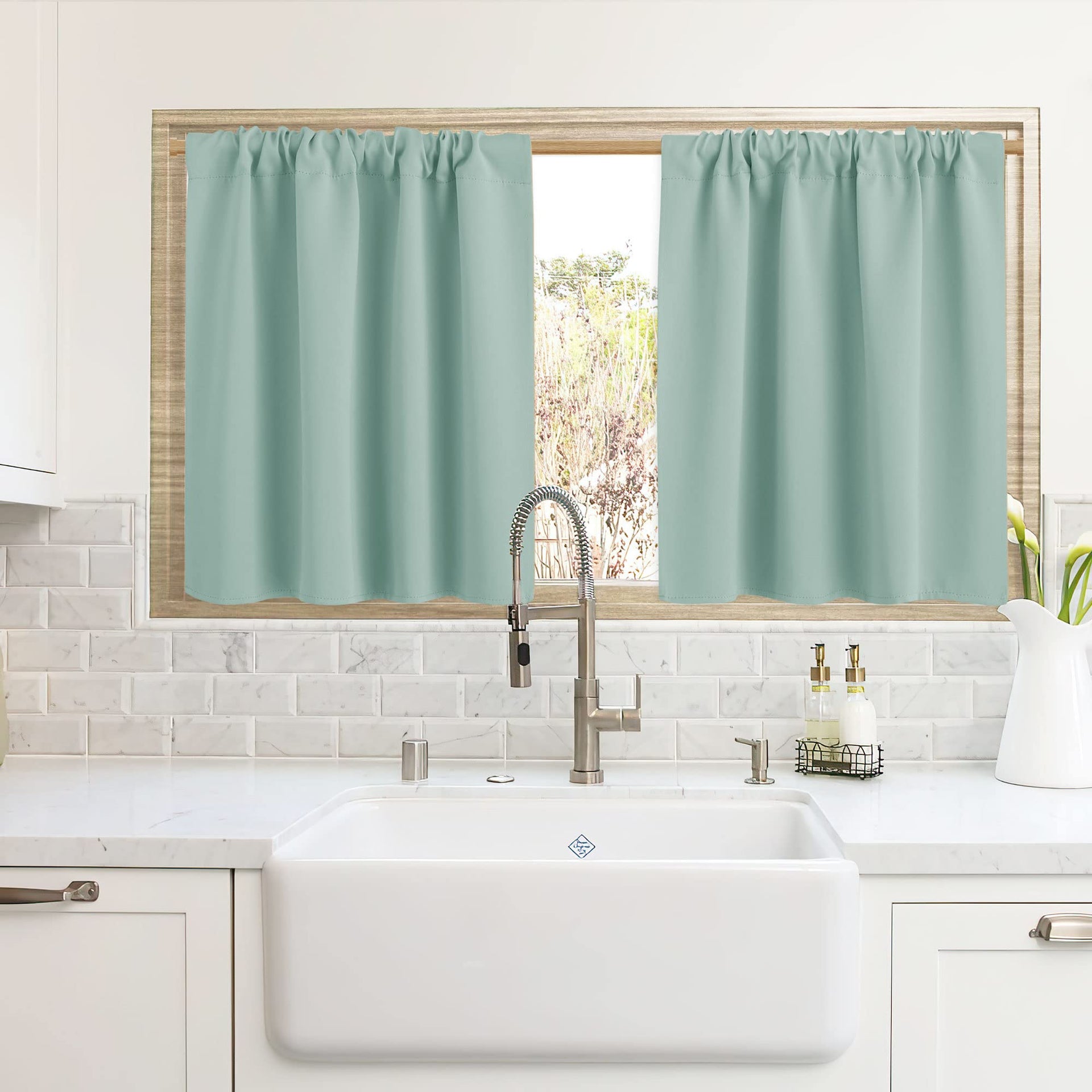 Cafe Blackout Curtains 24 inch Length for RV Camper Kitchen Window (2 Count)