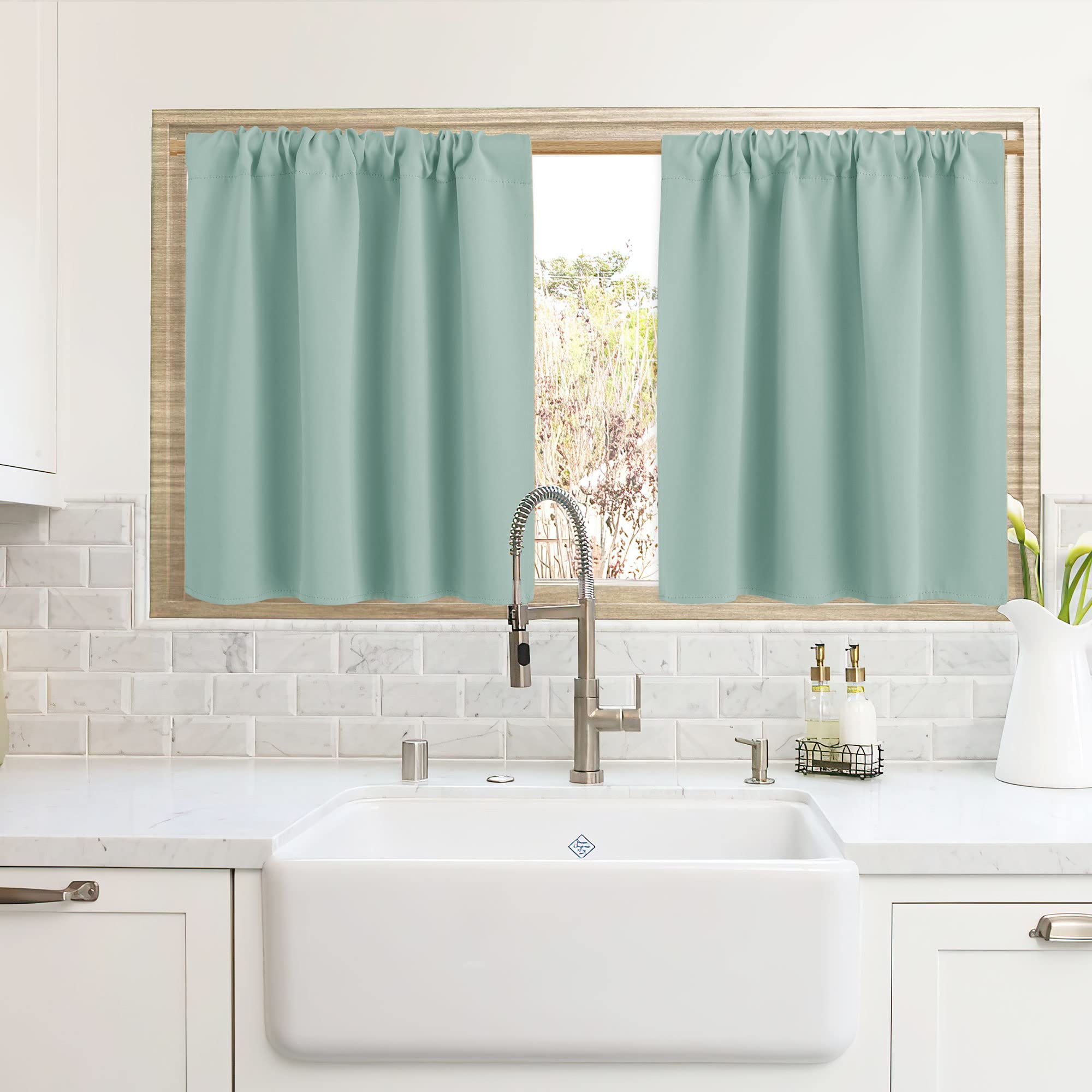 Cafe Blackout Curtains 24 inch Length for RV Camper Kitchen Window (2 Count)