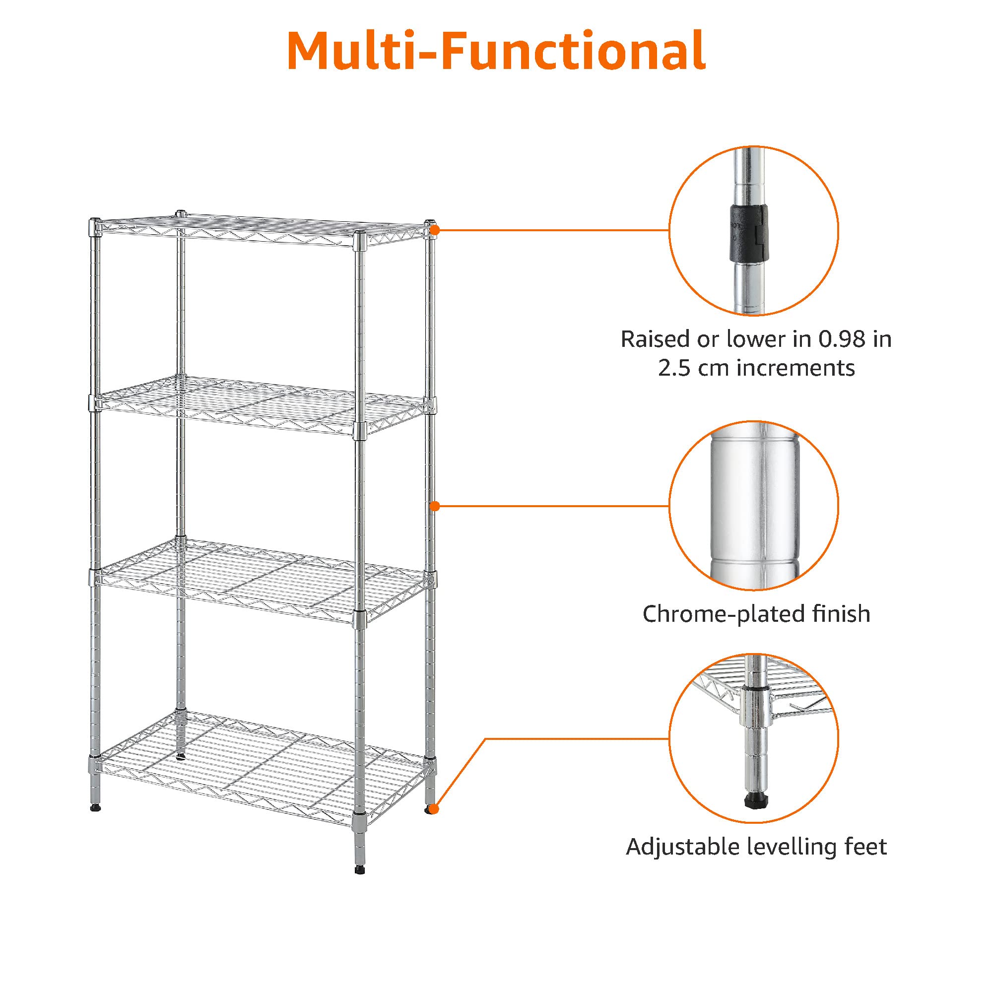 4 Shelf Adjustable Storage Shelving Unit for Garage
