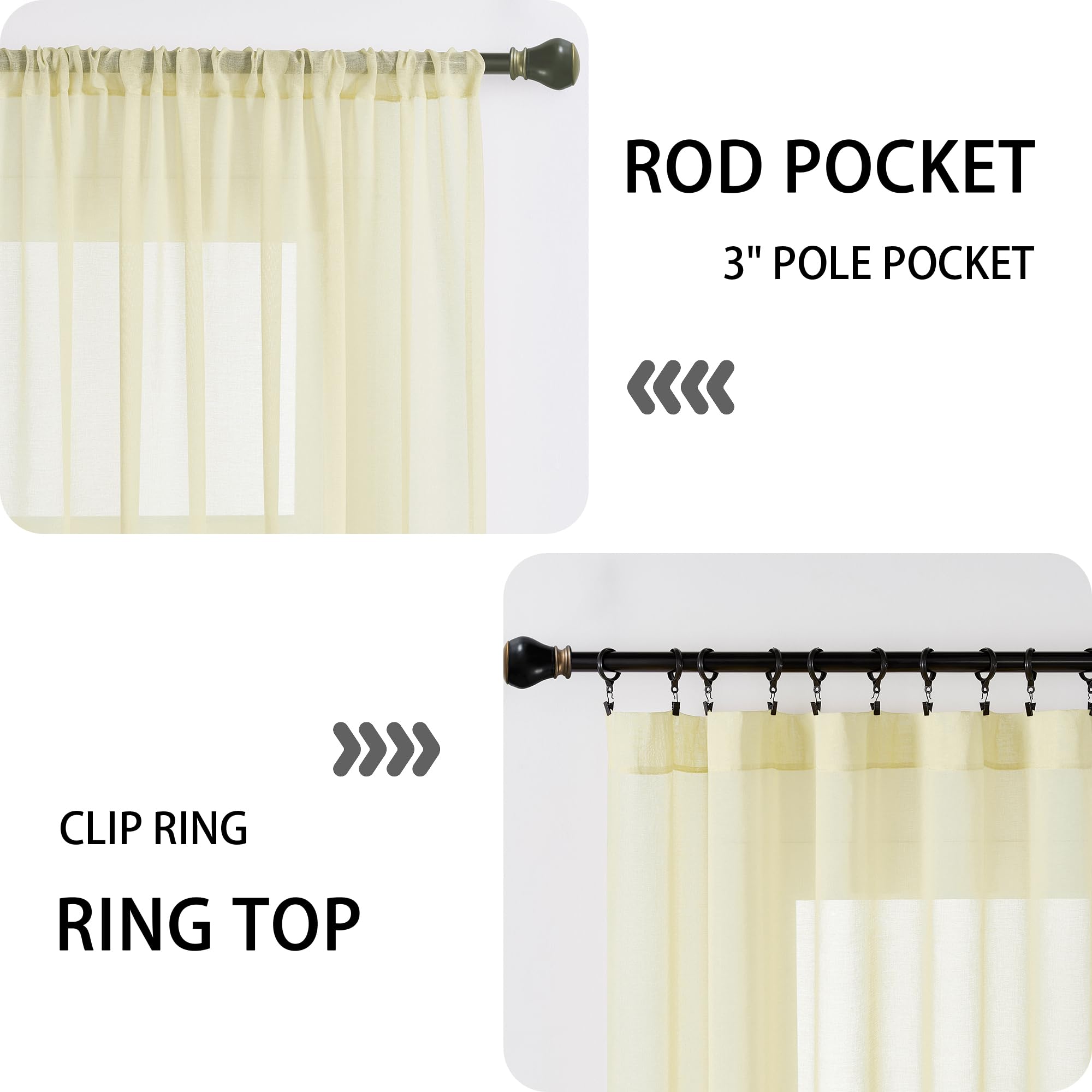 Sheer Door Curtains Closet Linen Textured Curtain Sheers Doorway Light Filtering Voile French Doors Rod Pocket Curtains Patio Glass Door