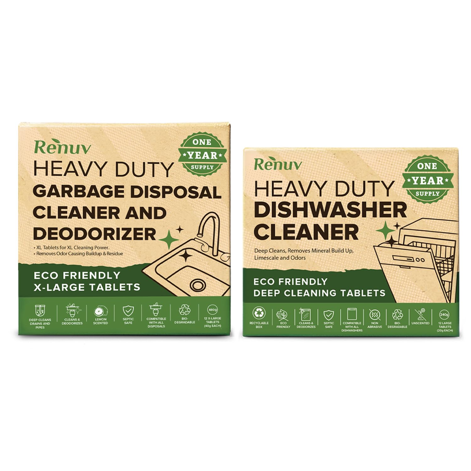 Dishwasher Cleaner + Garbage Disposal Cleaner (24 Count)