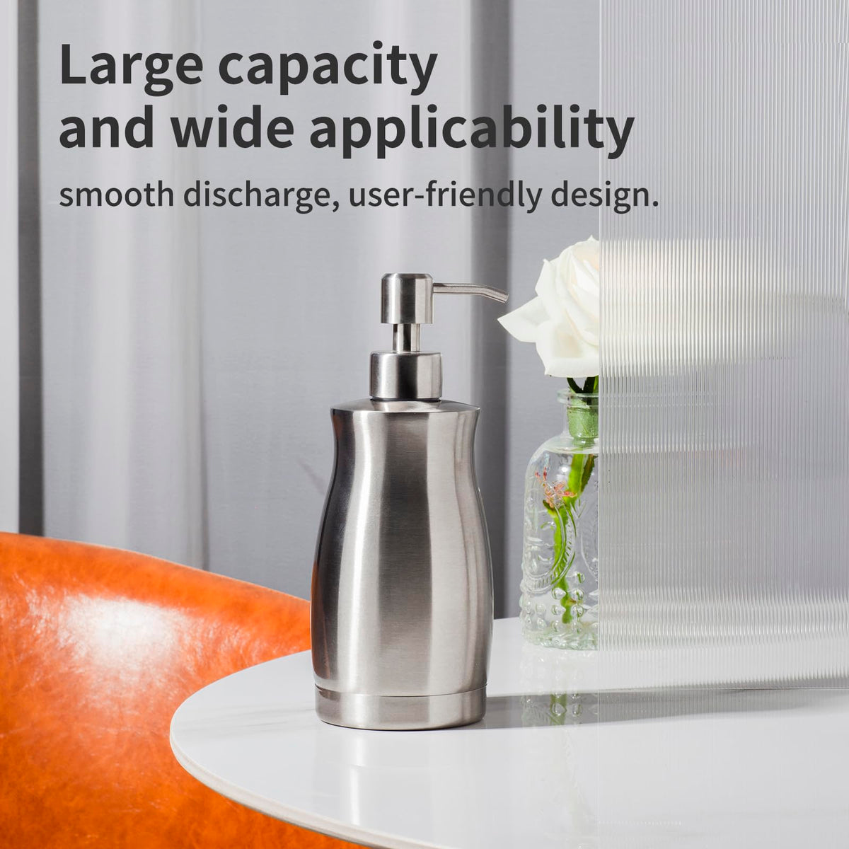 Brushed Stainless Steel Countertop Soap Dispenser Rust and Leak Resistant Hand Soap Pump with Funnel for Kitchen Countertops and Bathroom Dispensers