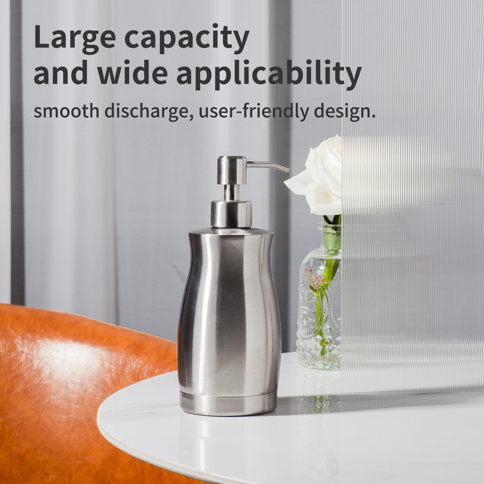 Brushed Stainless Steel Countertop Soap Dispenser Rust and Leak Resistant Hand Soap Pump with Funnel for Kitchen Countertops and Bathroom Dispensers