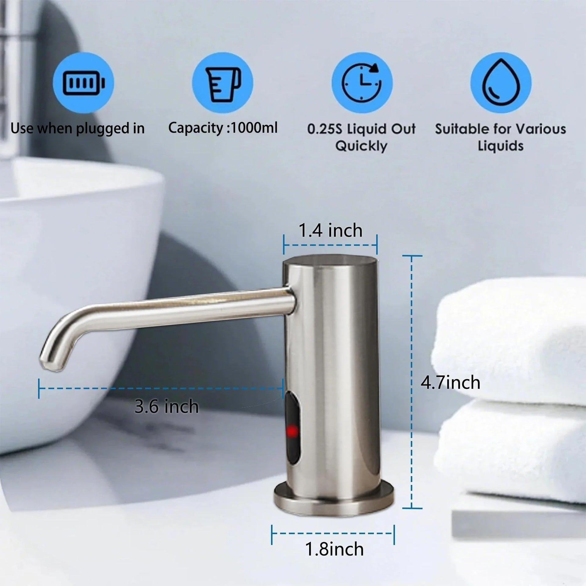 Touchless Automatic Built in Sink Soap Dispenser Infrared Sensors Soap