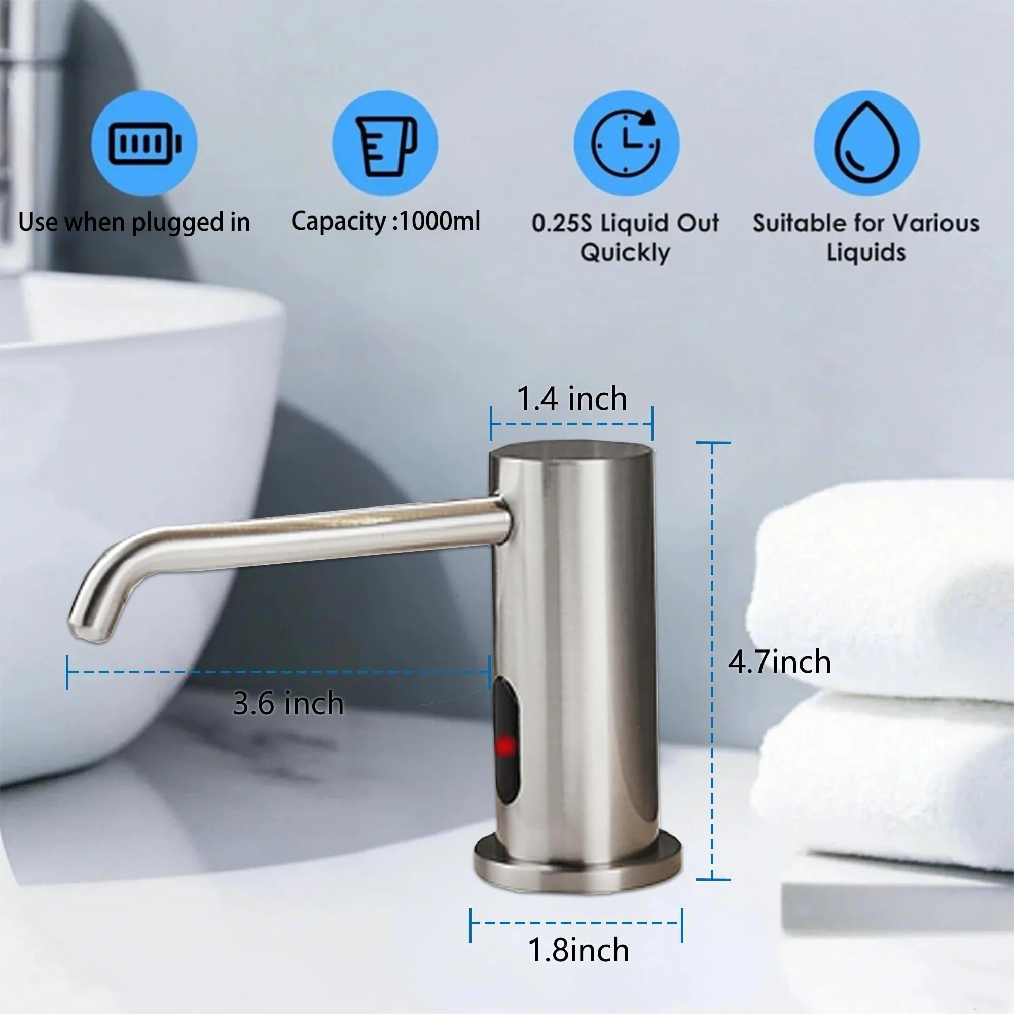 Touchless Automatic Built in Sink Soap Dispenser Infrared Sensors Soap