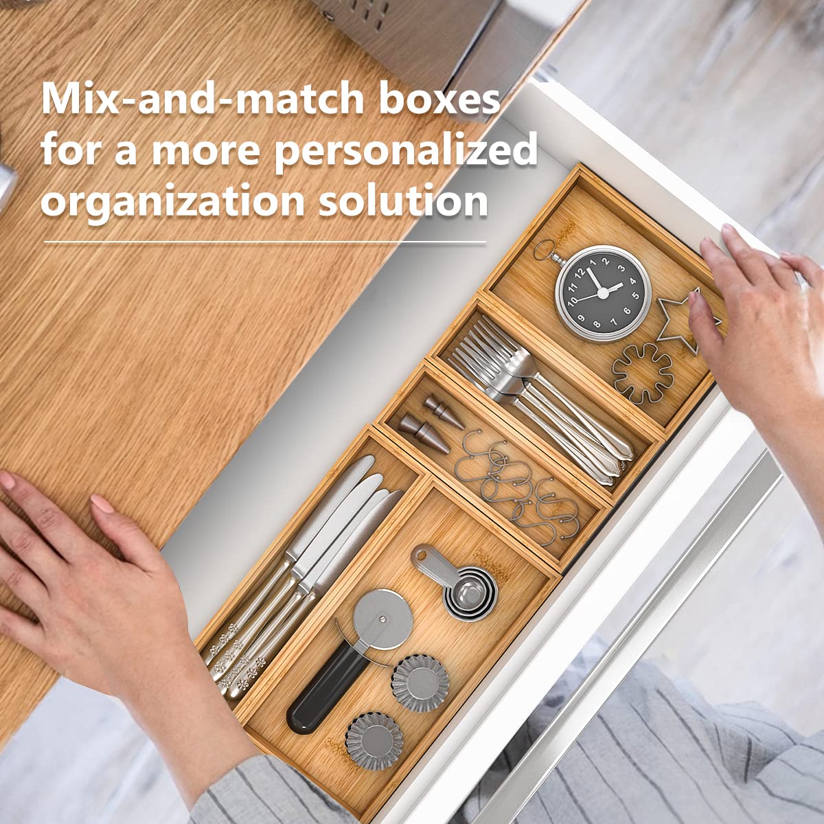 Bamboo Kitchen Drawer Organizer 9"x 3" (2 Count)