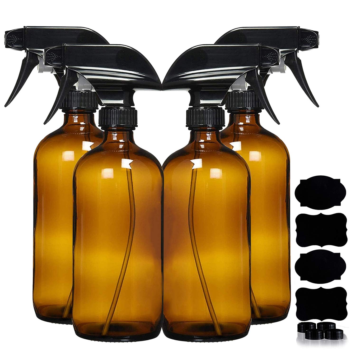 Amber Glass Spray Bottles For Cleaning Solutions (4 Count)