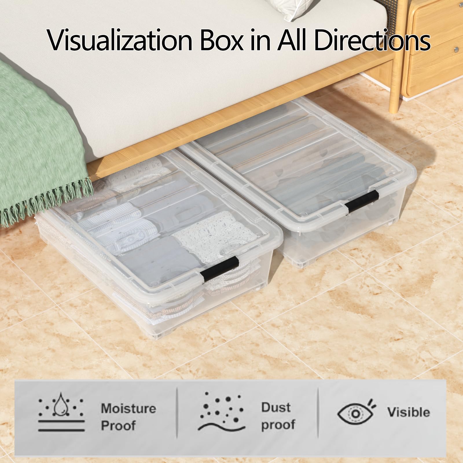 3-Pack 50-Quart Under Bed Storage Boxes, Plastic Containers Bin (3 Count)