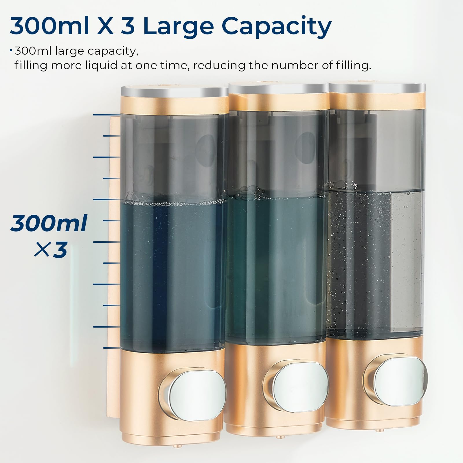 Shower Soap Dispenser No Drill 3 Chamber*300ML