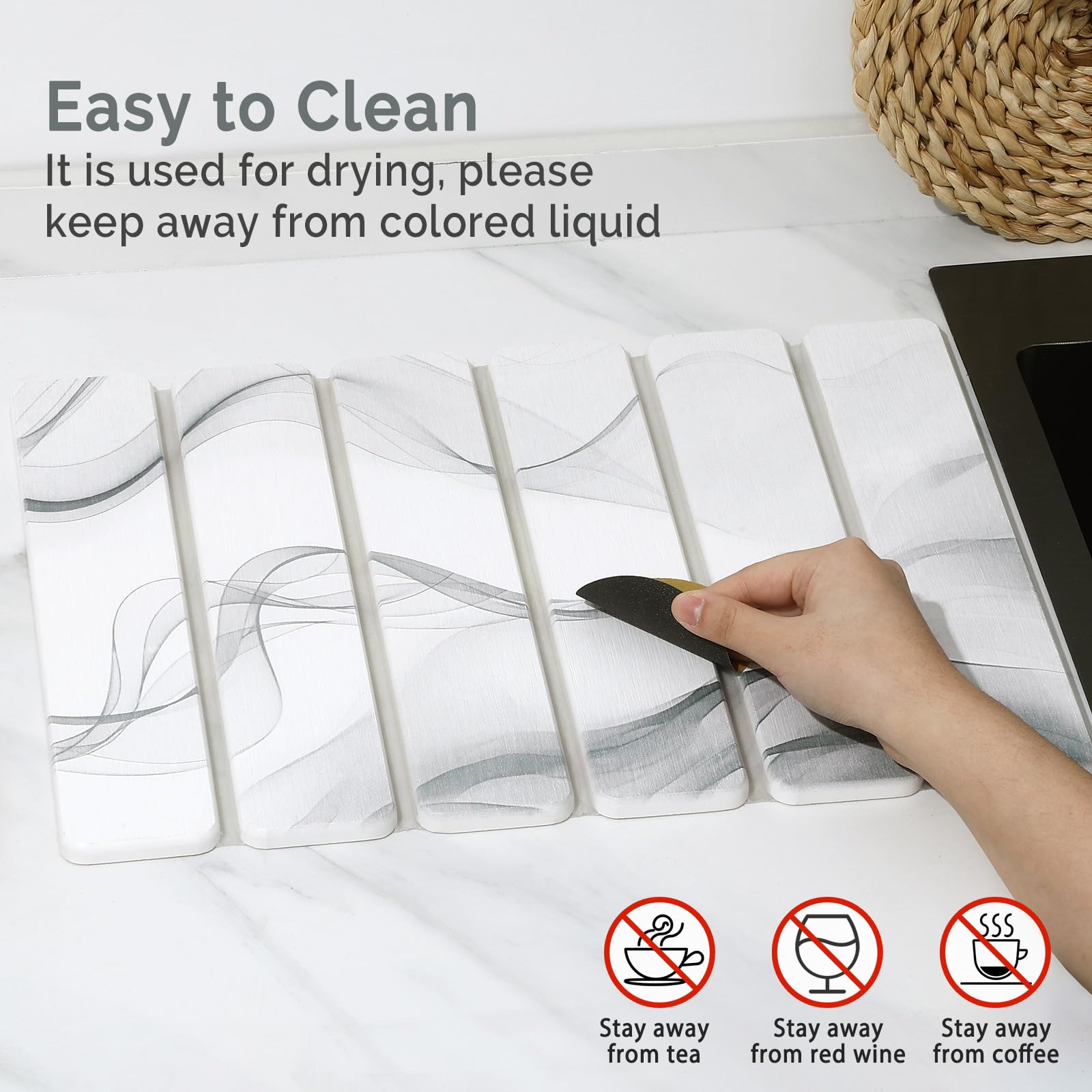 Small Stone Dish Drying Mat for Kitchen Counter (2 Count)
