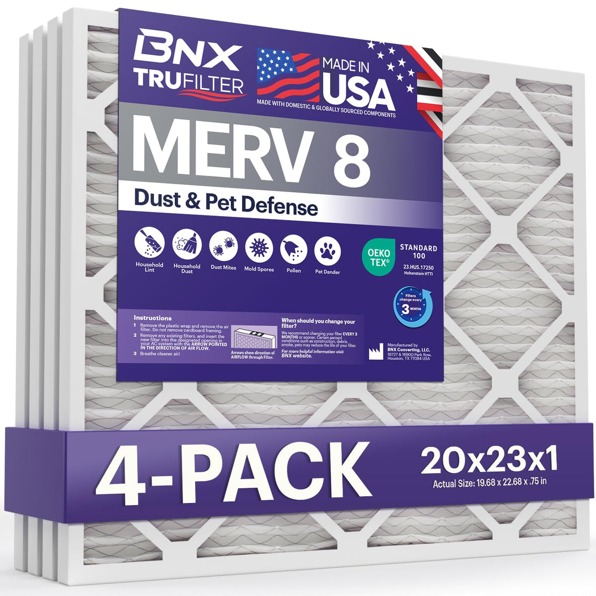 TruFilter 20x23x1 Air Filter MERV 8 (4 Count)