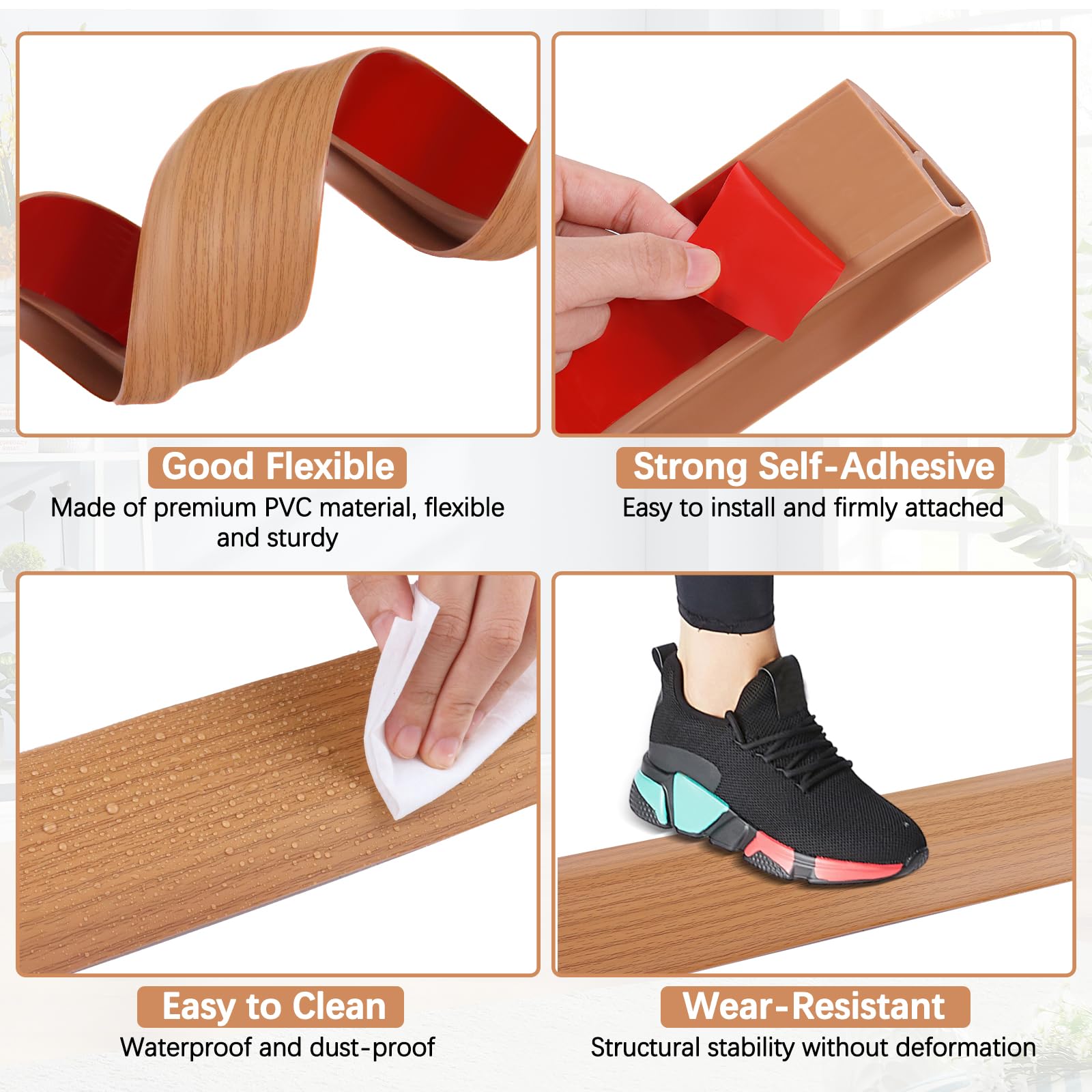 Vinyl Door Threshold Flooring Transition Strip Self Adhesive Carpet Edging Strip for Laminate Doorway Edge Threshold from 1