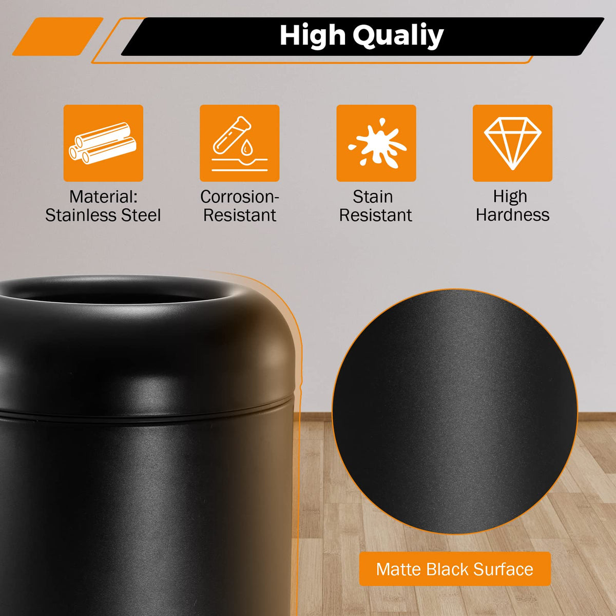 16.5Gal Open Top Trash Can