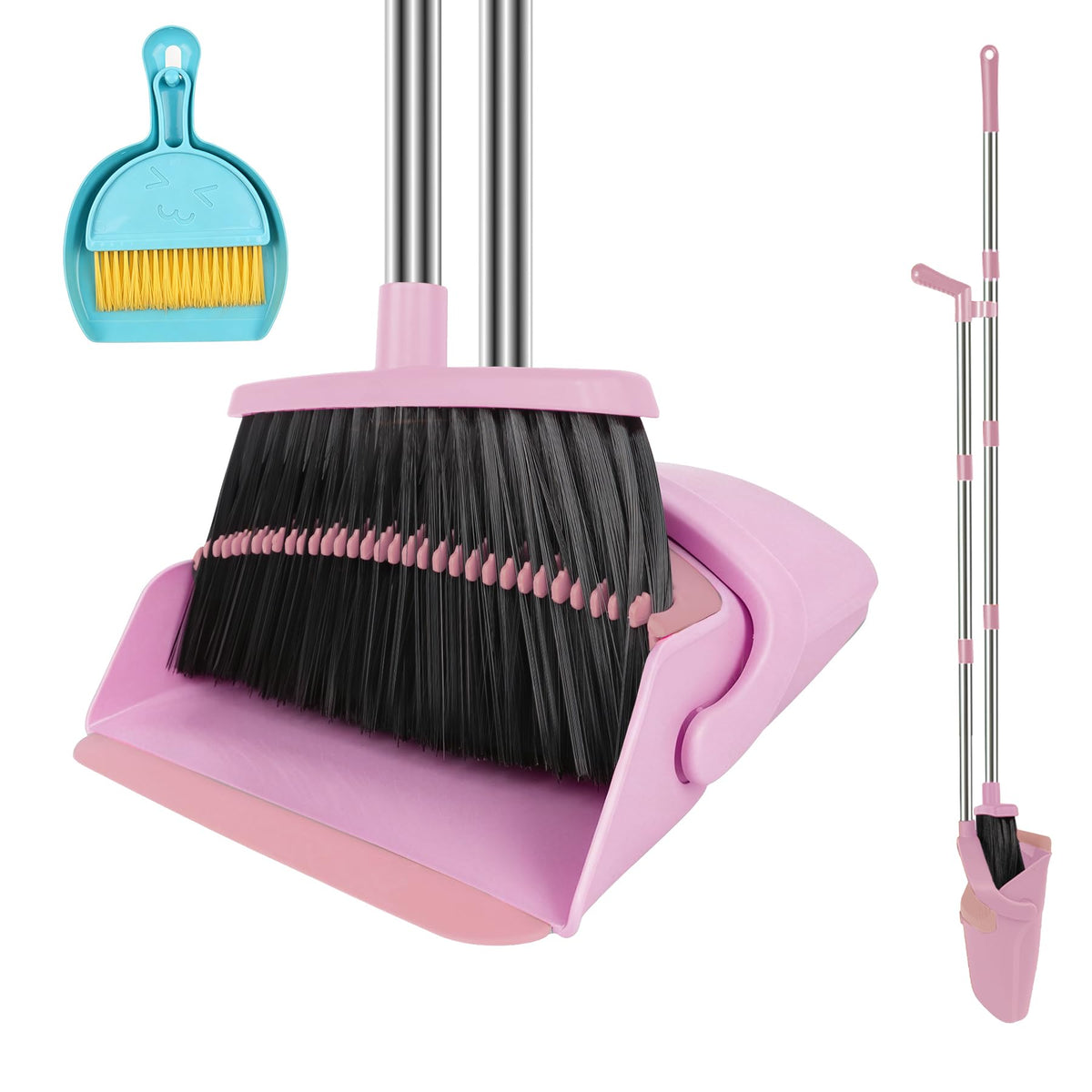 Pink Broom and Dustpan Combo Set