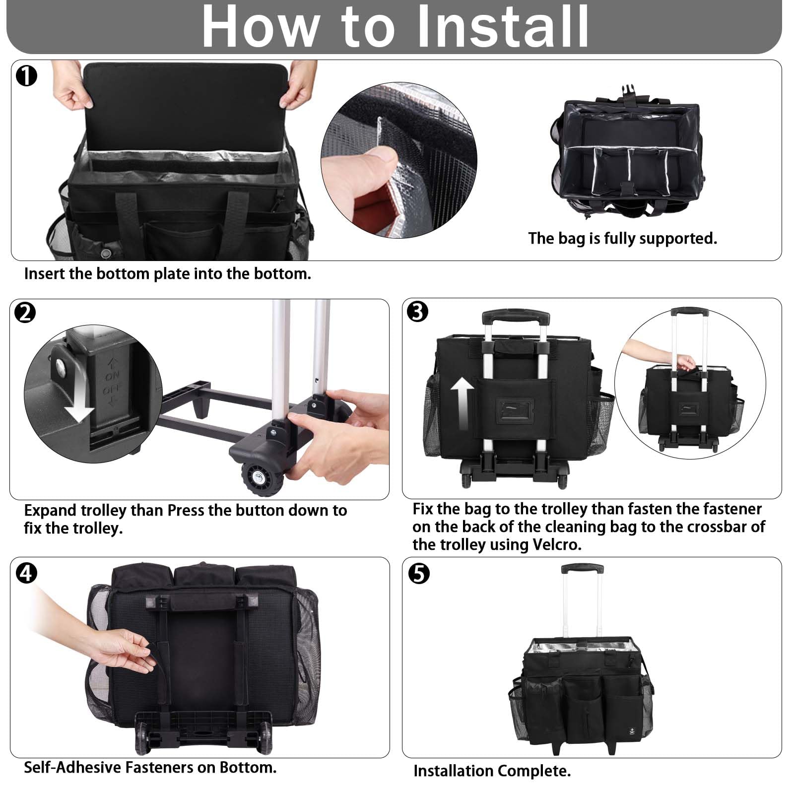 Rolling Cleaning Caddy Bag Built