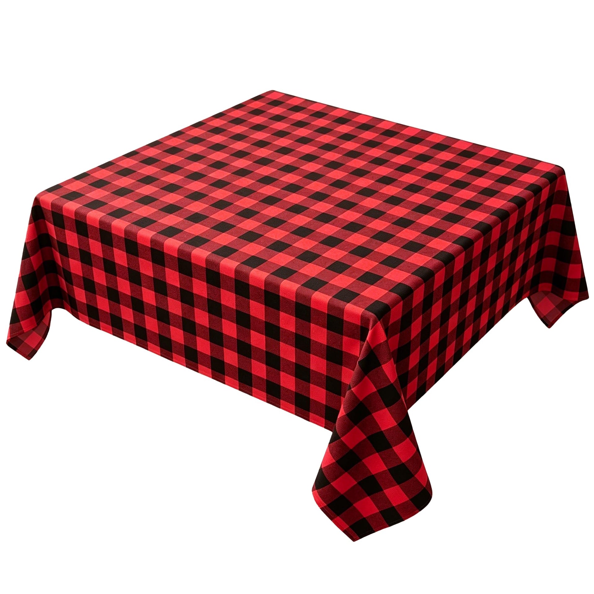 Red Waterproof Plaid Christmas Tablecloth Fabric