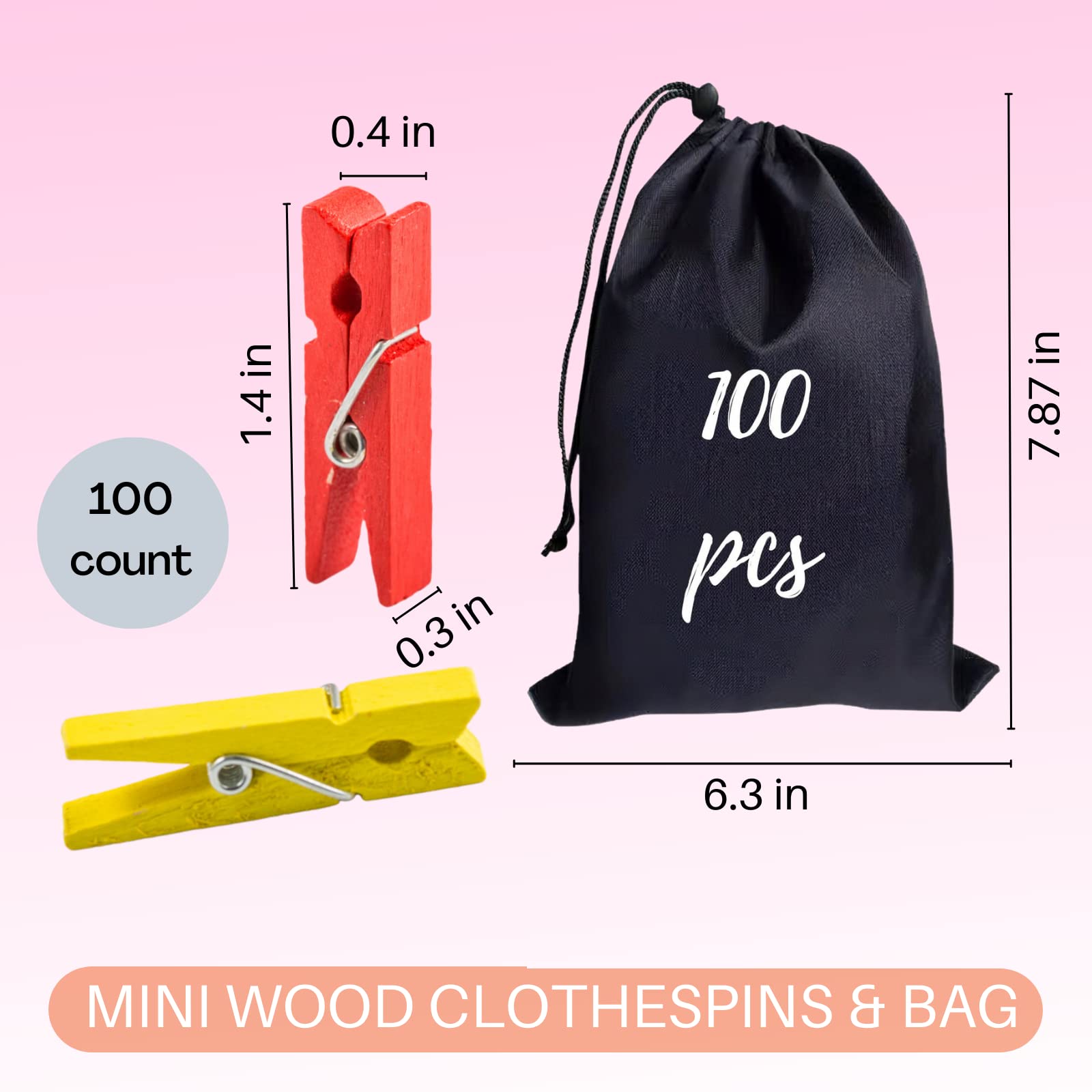 1.4 Inch Mini Clothespins 100PCS (100 Count)