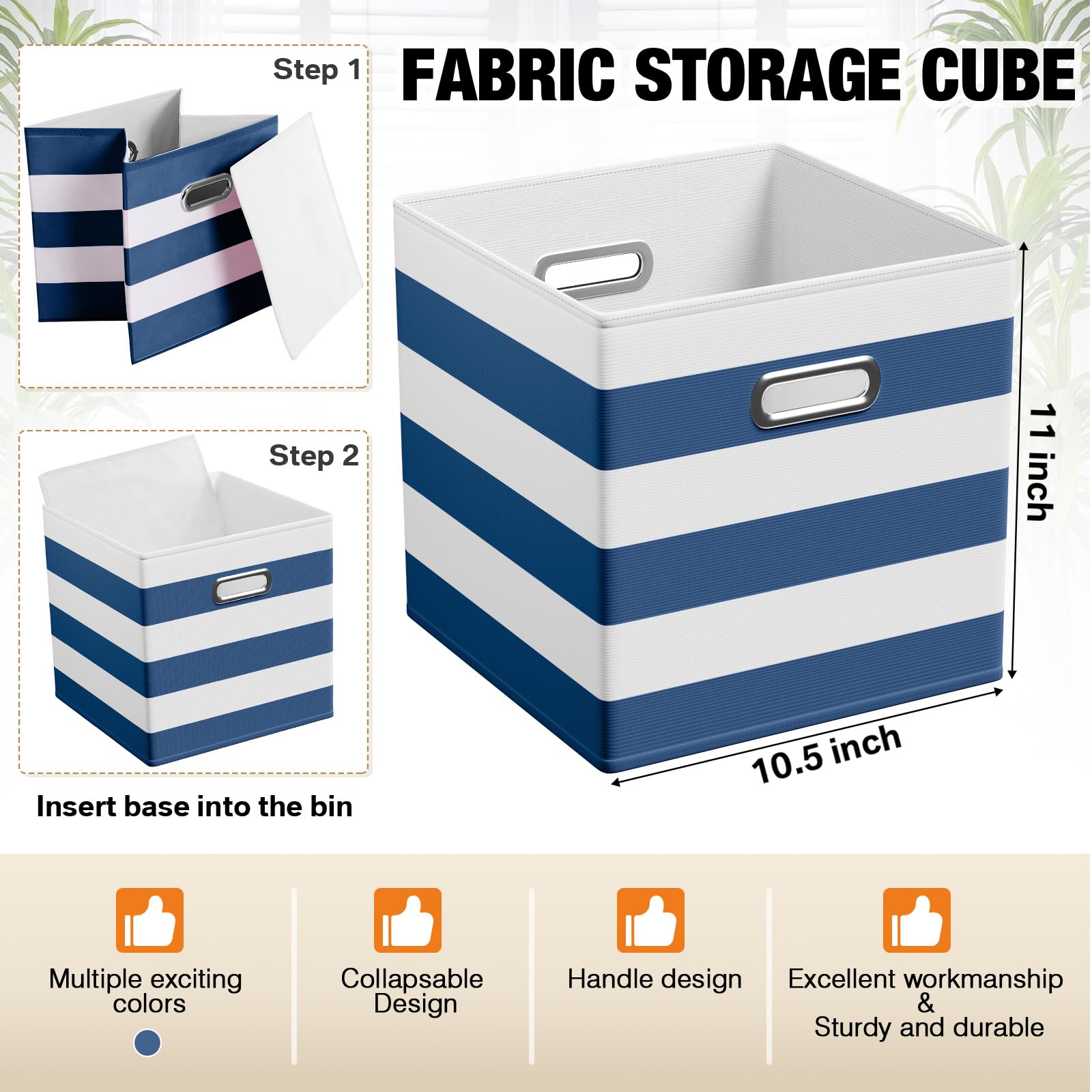 11 Inch 6 Pack Fabric Storage Cubes with Metal Handles (6 Count)