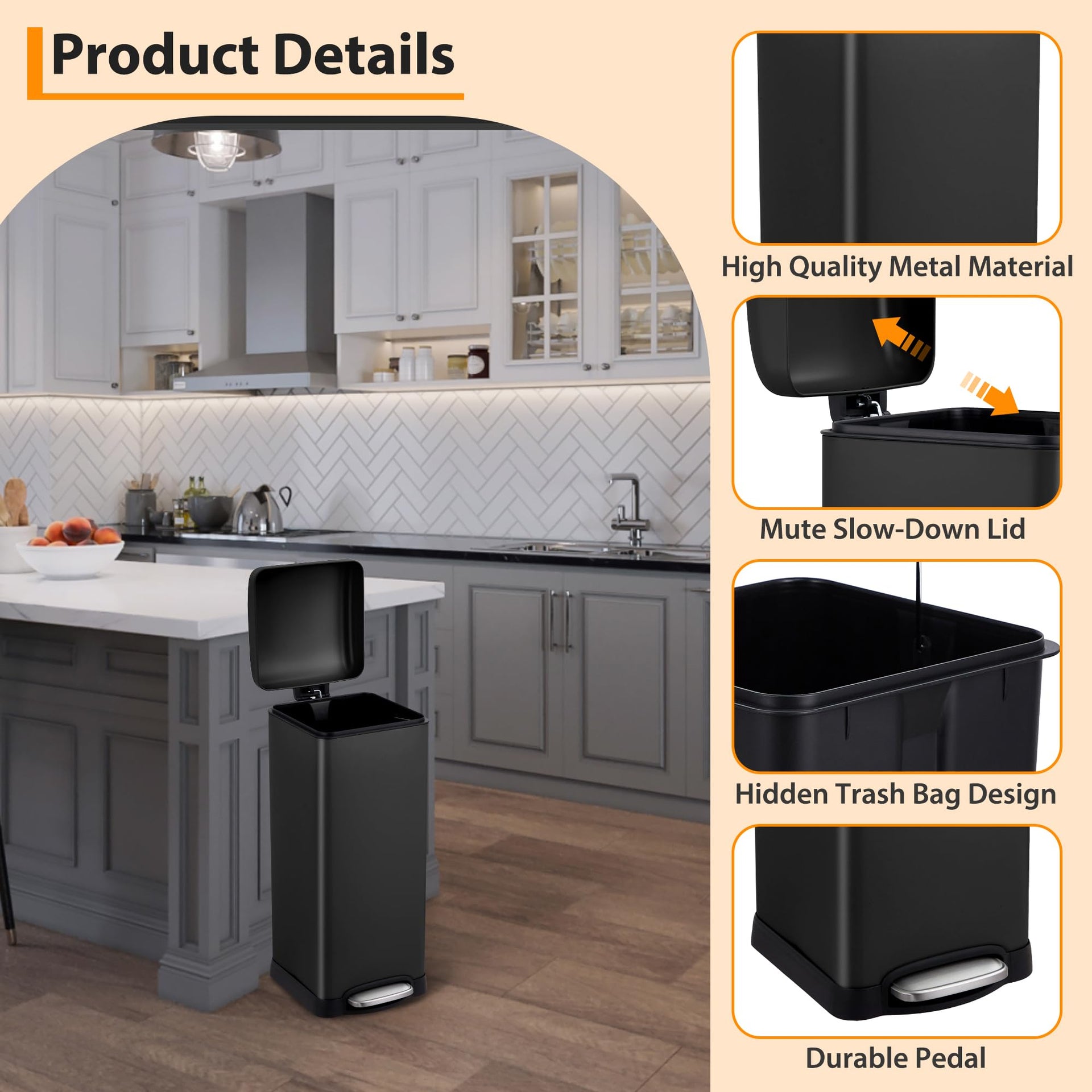 8Gallon 30l Kitchen Trash Can