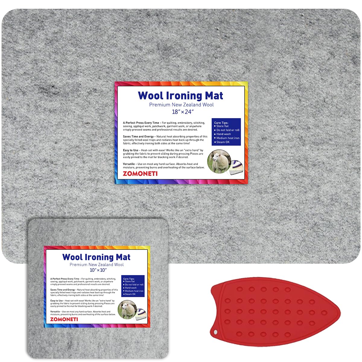 24" x 18" + 10" x 10" Wool Pressing Mat 100% New Zealand Felted Wool Ironing Mat Pad Blanket for Quilter