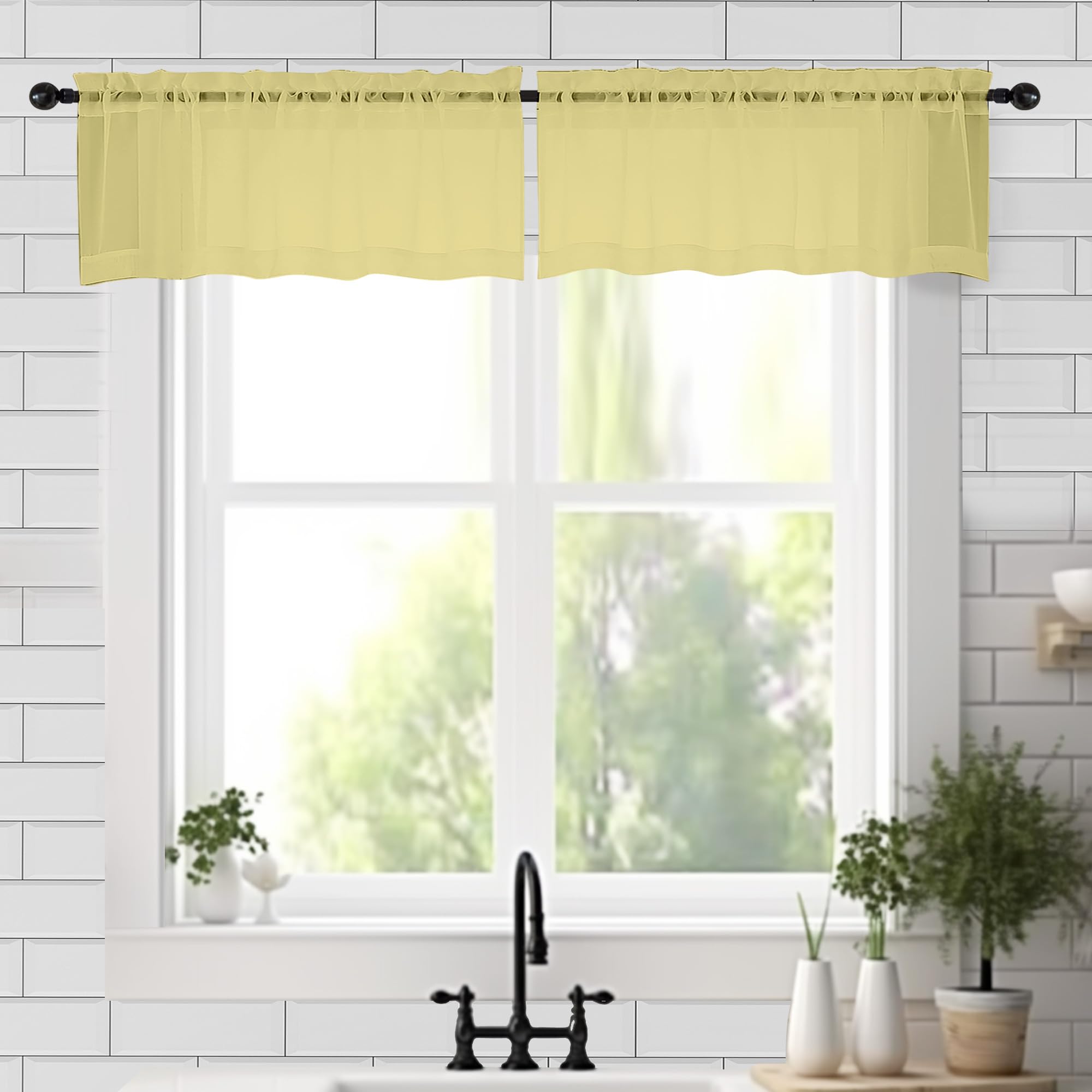 Mustard Yellow Sheer Valances for Windows (2 Count)