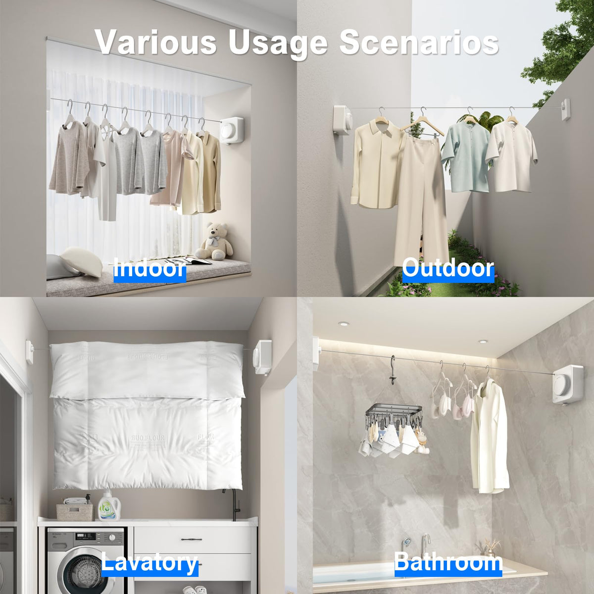 Retractable Clothesline Indoor (15.1 Foot)