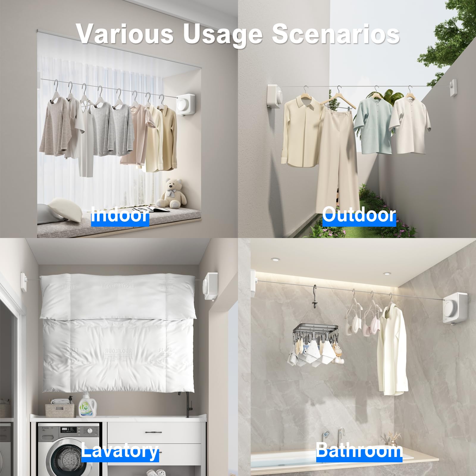 Retractable Clothesline Indoor (15.1 Foot)