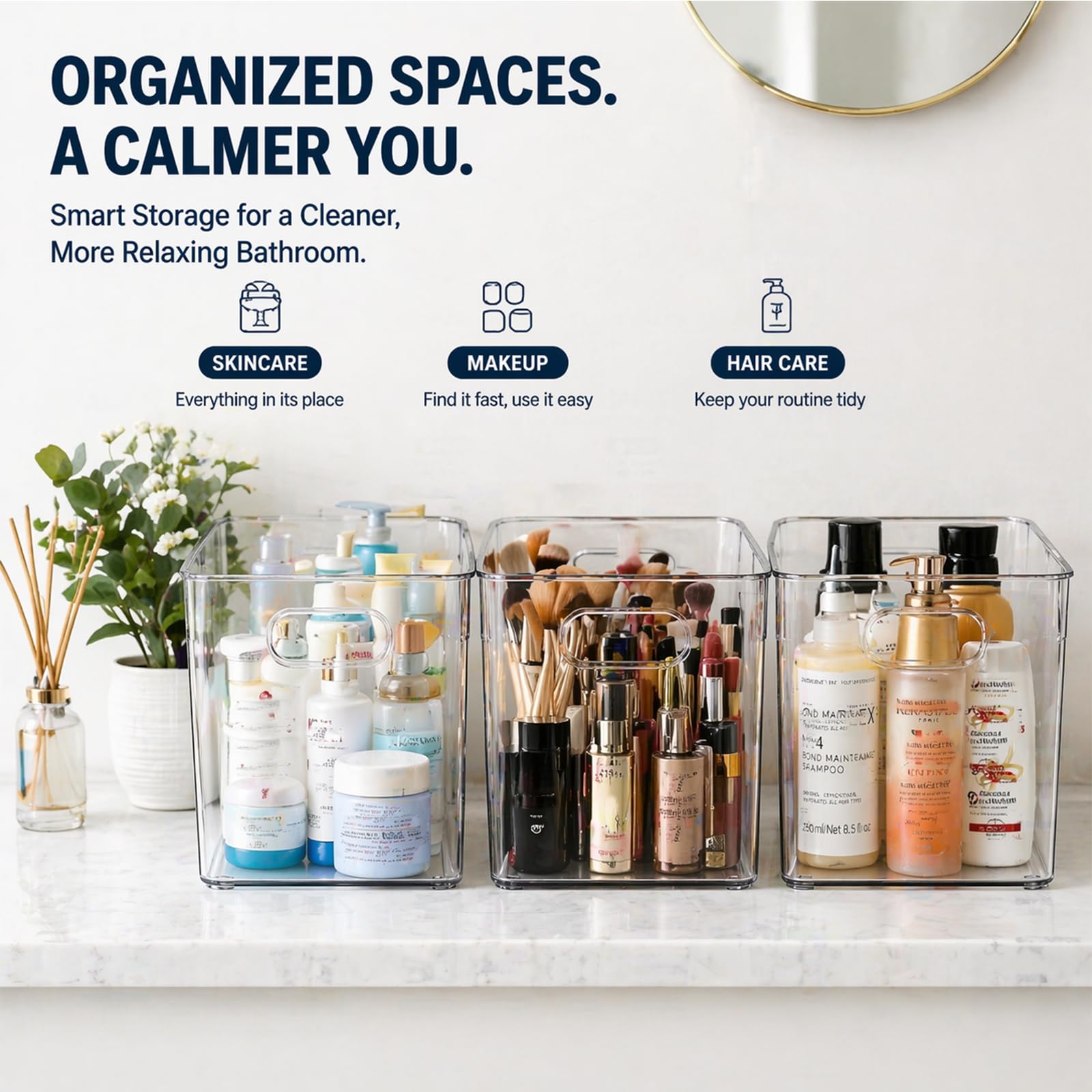 6 Pack Clear Organizer Bins 11x8x6in Pantry Organizers and Storage