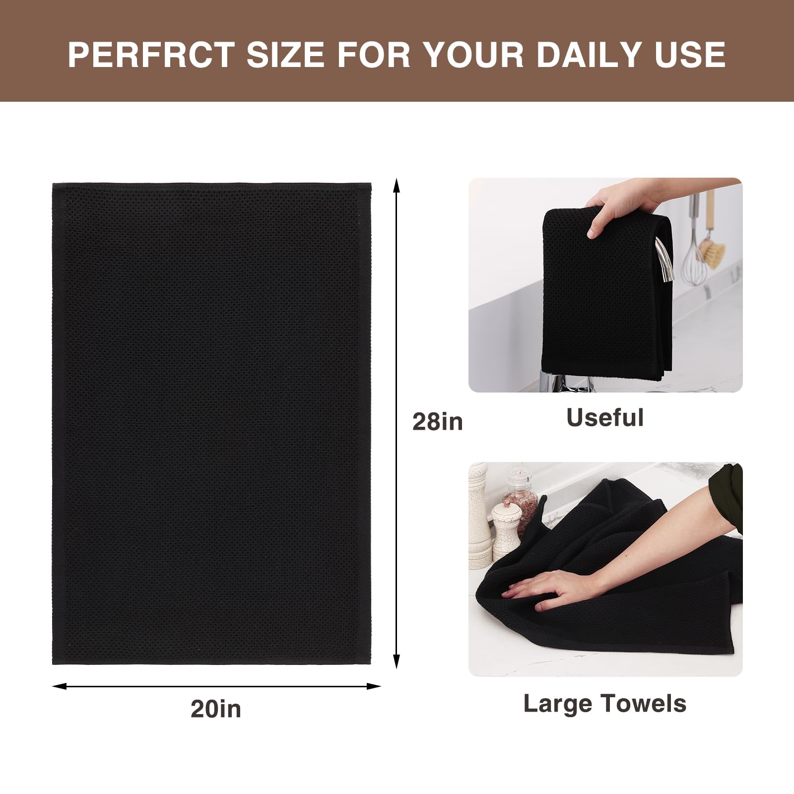 100% Cotton Oversized Waffle Weave Kitchen Towels 8 (8 Count)