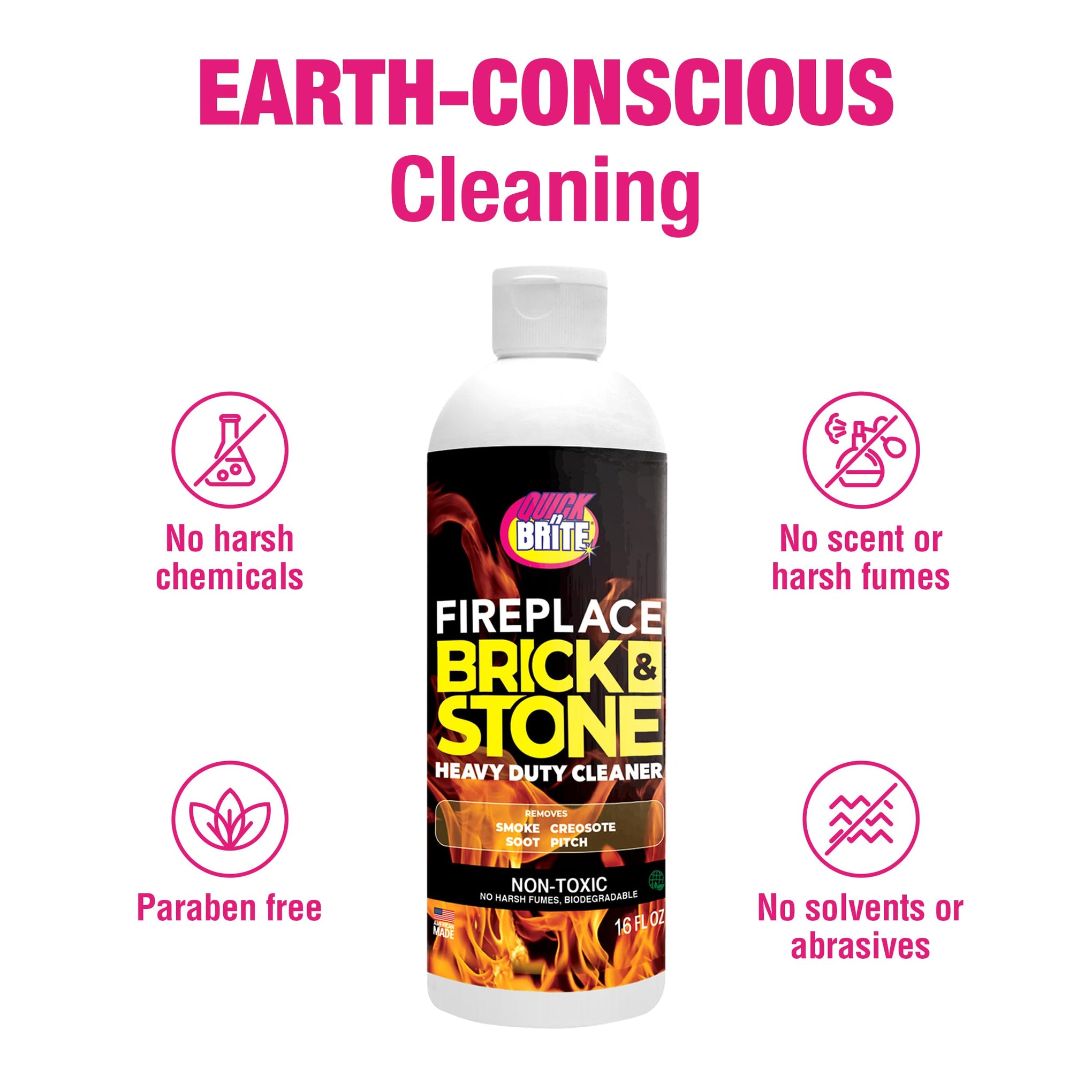 Quick N Brite Fireplace Gel Cleaner with Scrub Brush for Brick (16 Fl Oz)