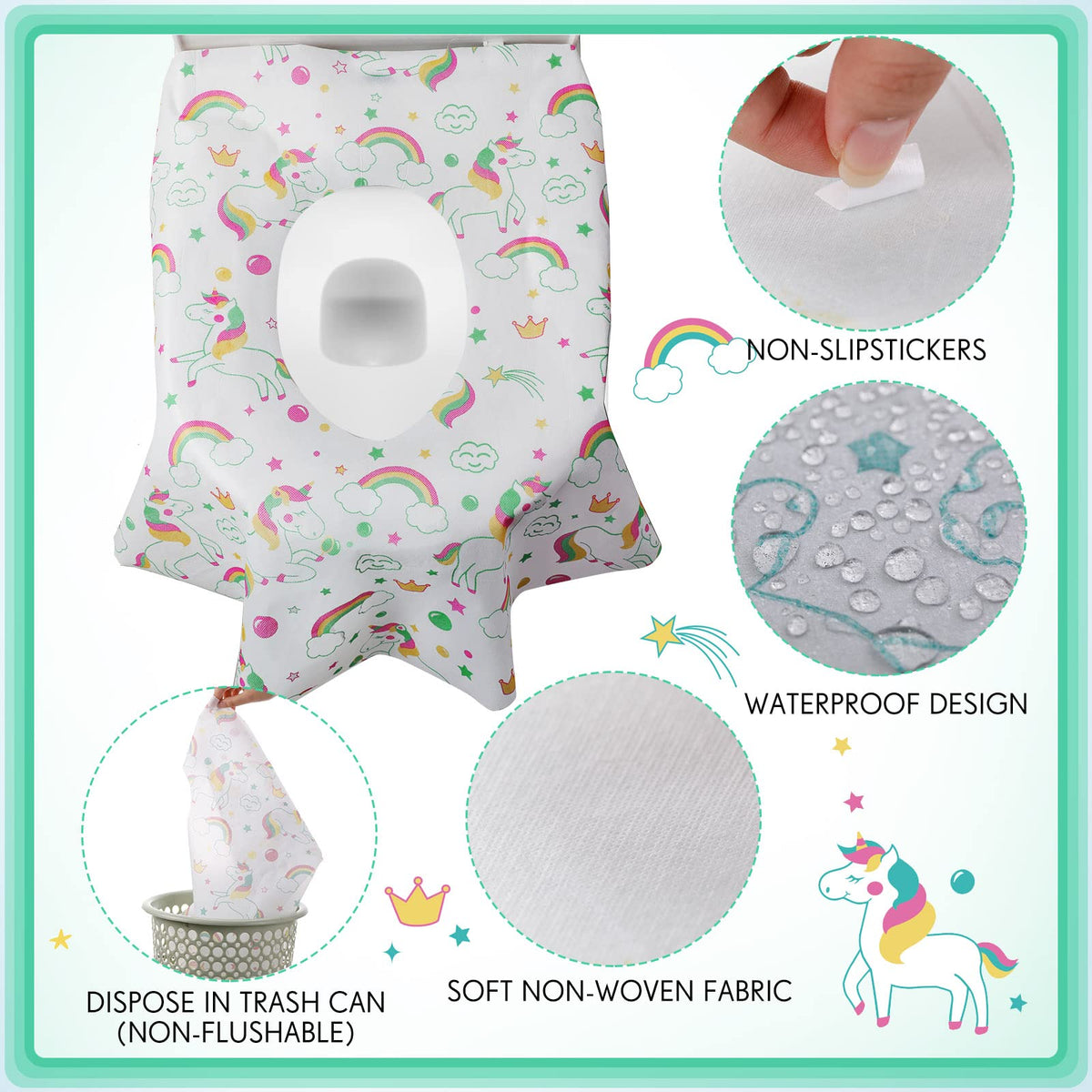 50 Packs Disposable Toilet Seat Covers Extra Large Individually Wrapped for Kids and Adults